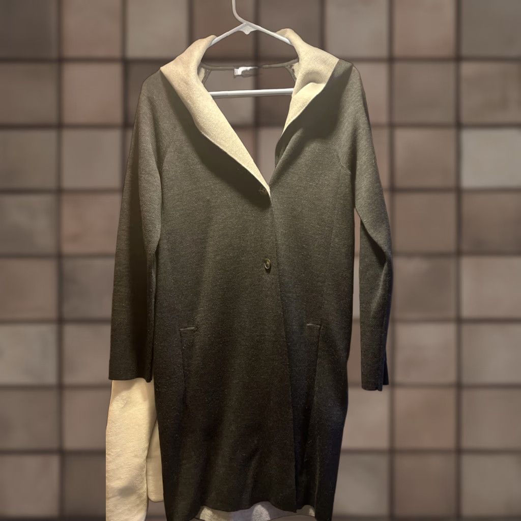 Vince VINTAGE Vince Hooded Cardigan Sweater Women XS Dark Gray Cotton Button Closure Size XS / US 0-2 / IT 36-38 - 1 Thumbnail