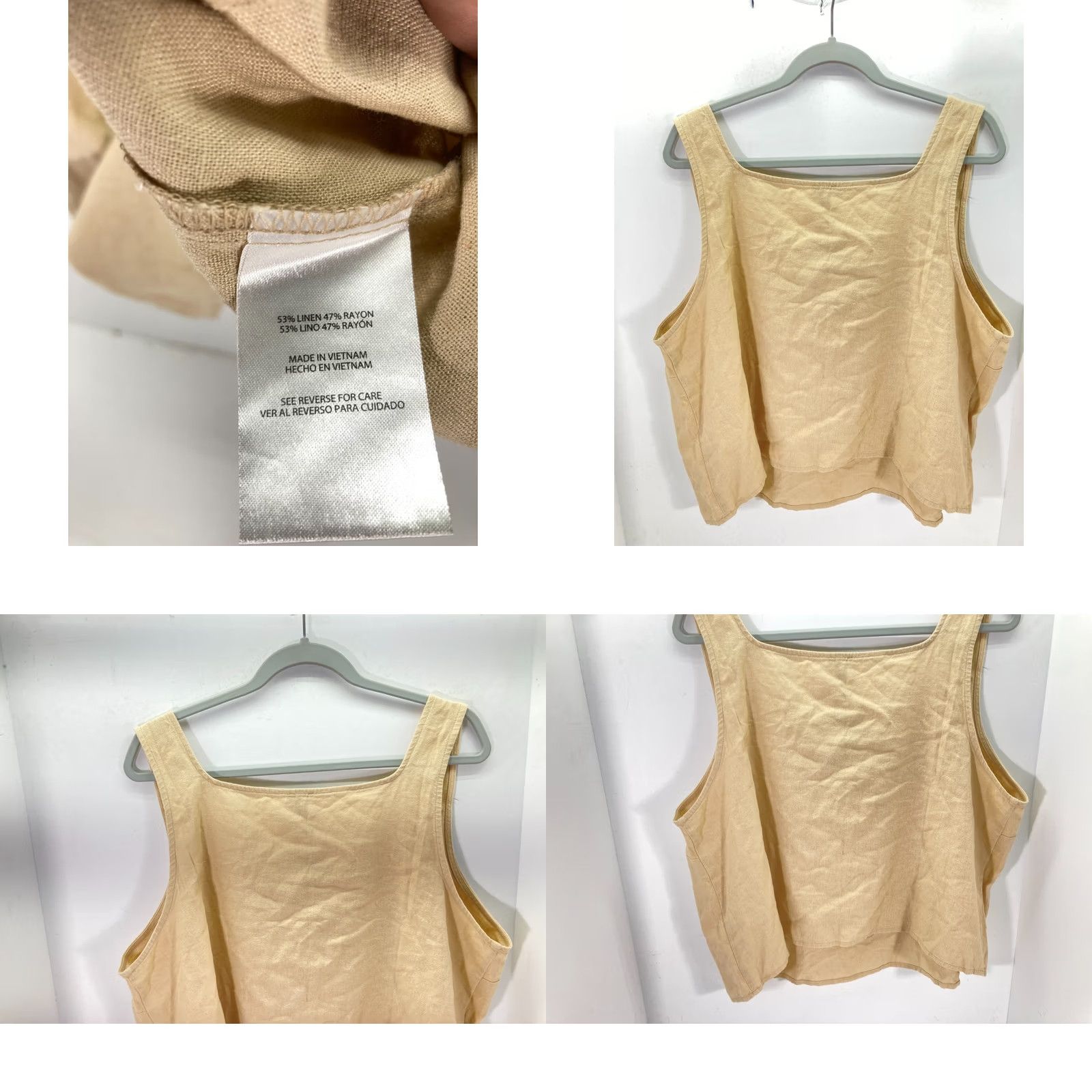 Express Express Linen Tank Top Womens XL Beige Khaki Square Neck Wide Strap NWT Size XL / US 12-14 / IT 48-50 - 8 Thumbnail