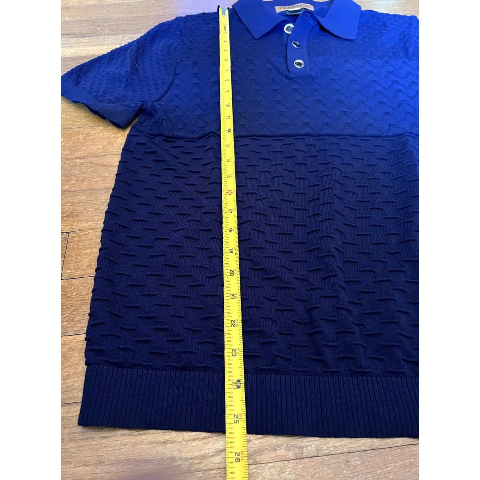 Vintage Prestige Polo Shirt Mens L Blue Knit Premium Luxe Geometric Preppy Short Sleeve Button Collared 38 Chest Regular Size US L / EU 52-54 / 3 - 6 Thumbnail