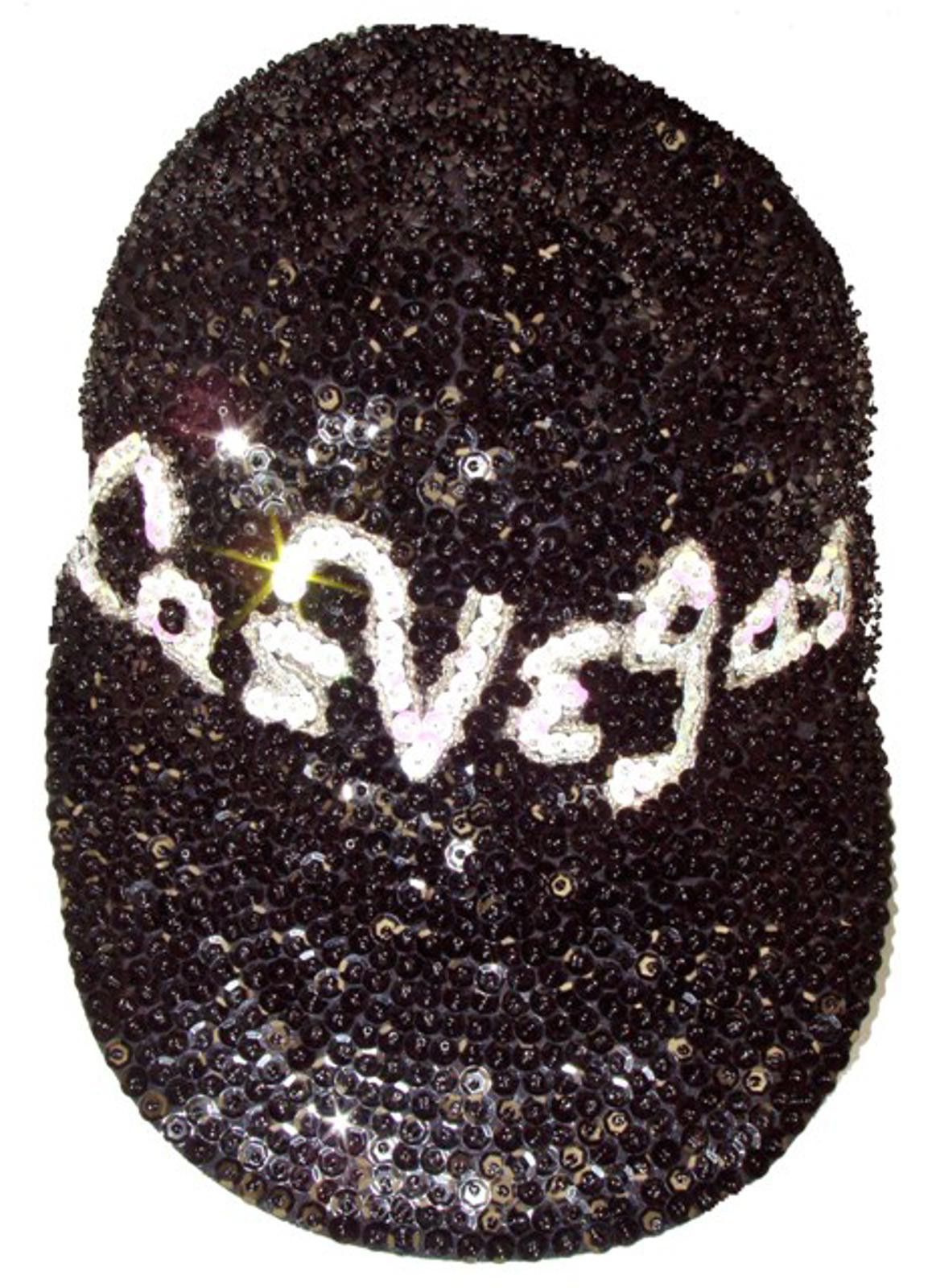 Designer Sequin Baseball Cap Las Vegas Black W/White Size ONE SIZE - 1 Preview