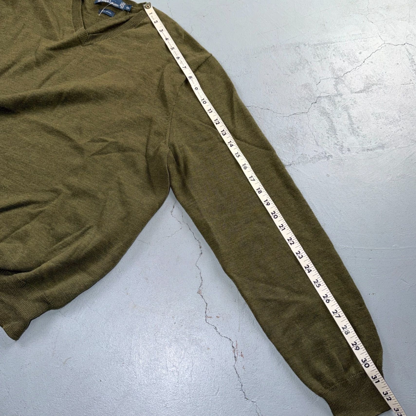 Polo Ralph Lauren VINTAGE Polo Ralph Lauren Wool Sweater V-Neck Mens XL Green Pullover Polo Ralph Lauren VTG Pullover Sweater Green Wool Solid Knit Long Sleeve Size US XL / EU 56 / 4 - 5 Thumbnail