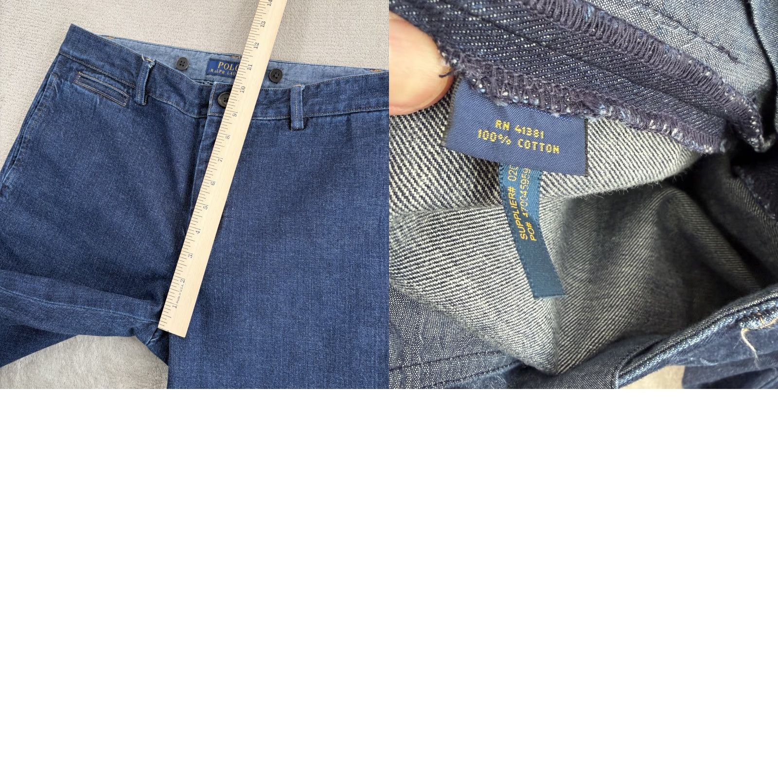 Polo Ralph Lauren Polo Ralph Lauren Jeans Blue Denim Women 8 Chino Trouser Cuffed Hem 27in Inseam Regular Rise 90s Pattern Pants Size 30" / US 8 / IT 44 - 8 Thumbnail