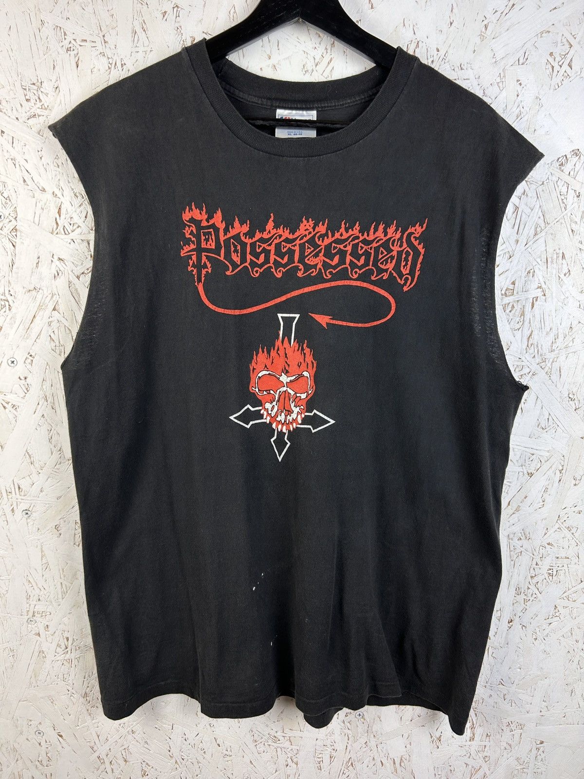 Band Tees 90s Vintage Possessed Seven Churches 1990 Metal Tank Top Size US XL / EU 56 / 4 - 1 Thumbnail