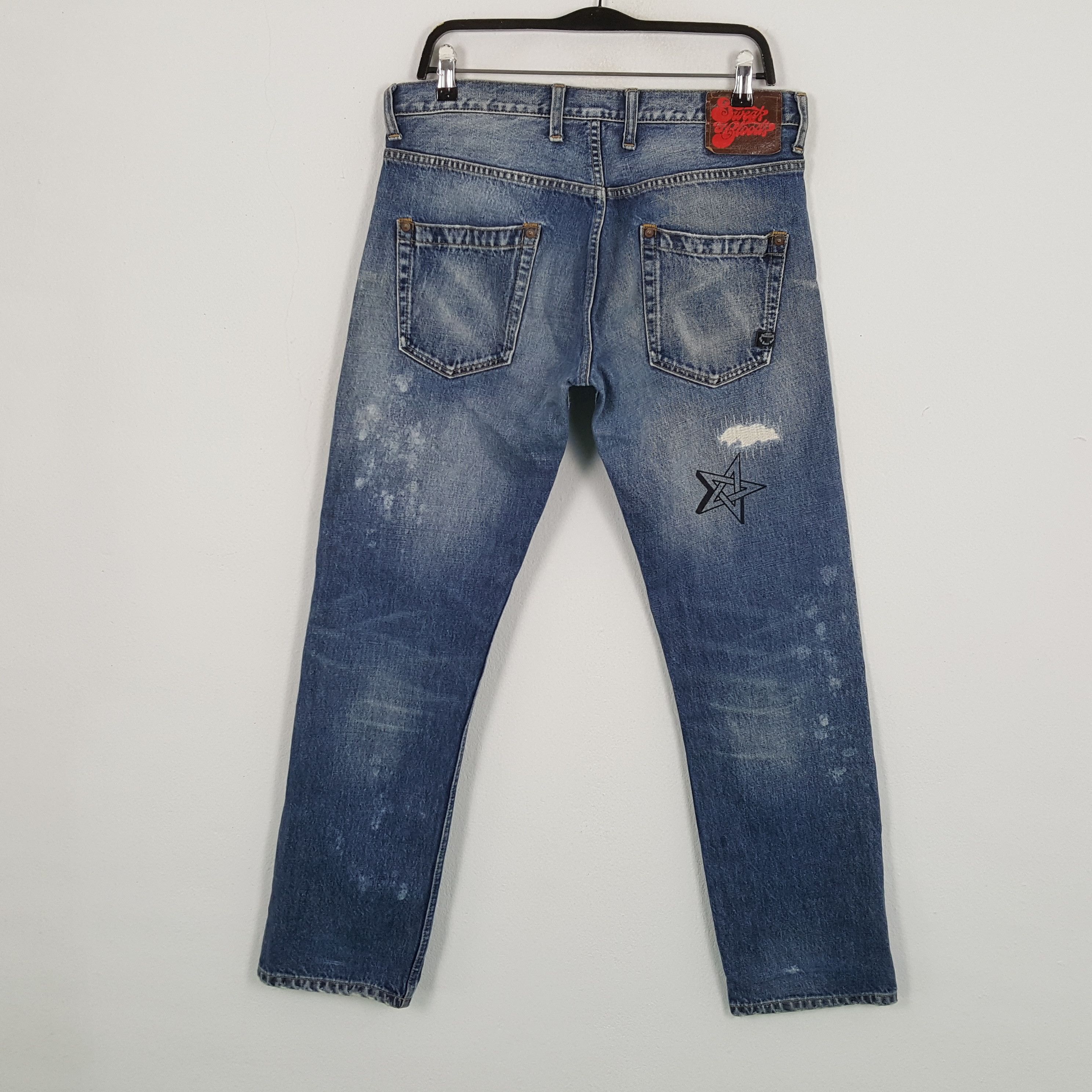 Japanese Brand × Vintage SWEATS BLOODS Rare Design Fashion Style Distressed Jeans Size US 33 - 4 Thumbnail
