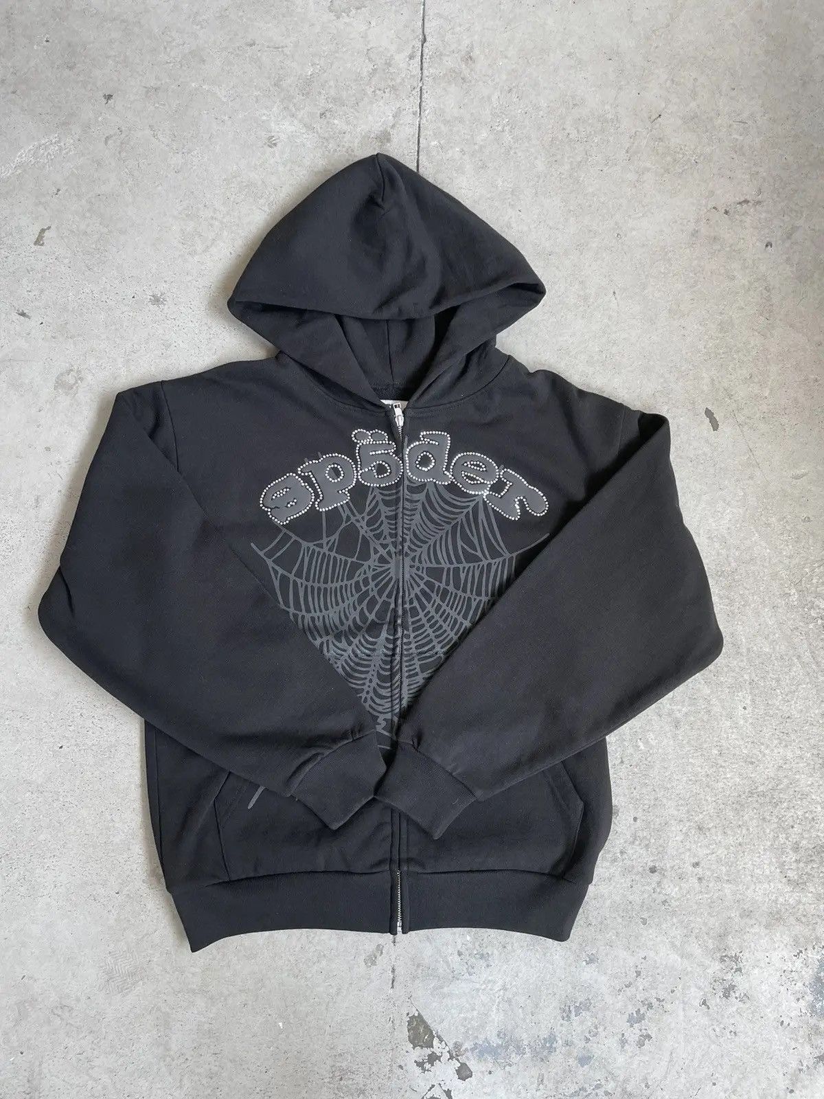 Sp5der フーディ パーカー OG Rhinestone Web V2 ○関送無料○ Sp5der Sp5der OG Web V2 Black Rhinestone Logo Hoodie Hoodie