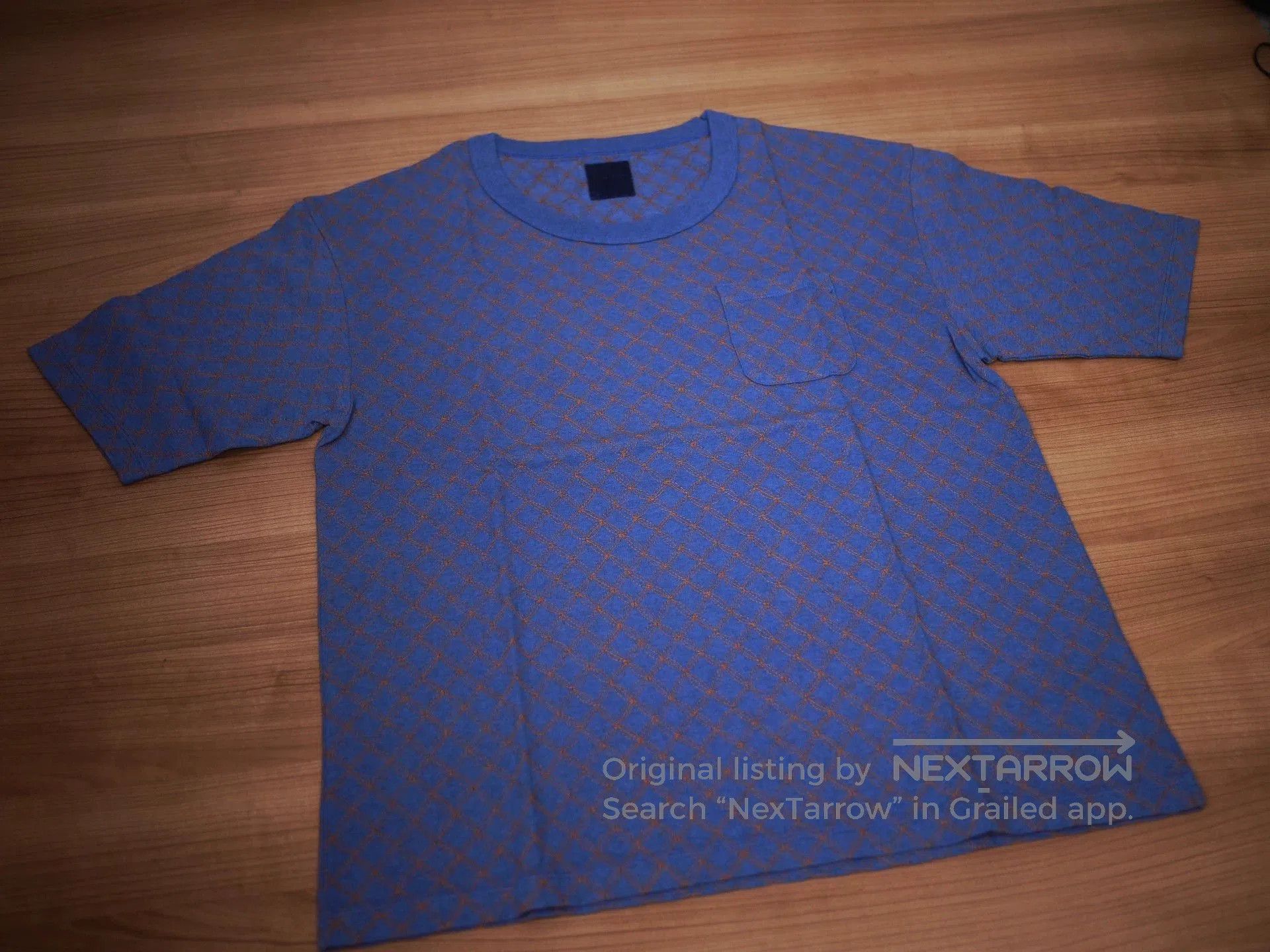 Visvim Blue Diamond Pattern Short Sleeve T-Shirt with Pocket. Size US S / EU 44-46 / 1 - 2 Thumbnail