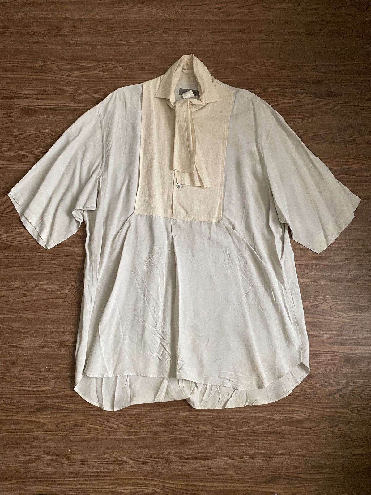 Yohji Yamamoto Yohji Yamamoto Pour Homme Bowtie Rayon Cotton Shirt SS89 Size US M / EU 48-50 / 2 - 1 Thumbnail