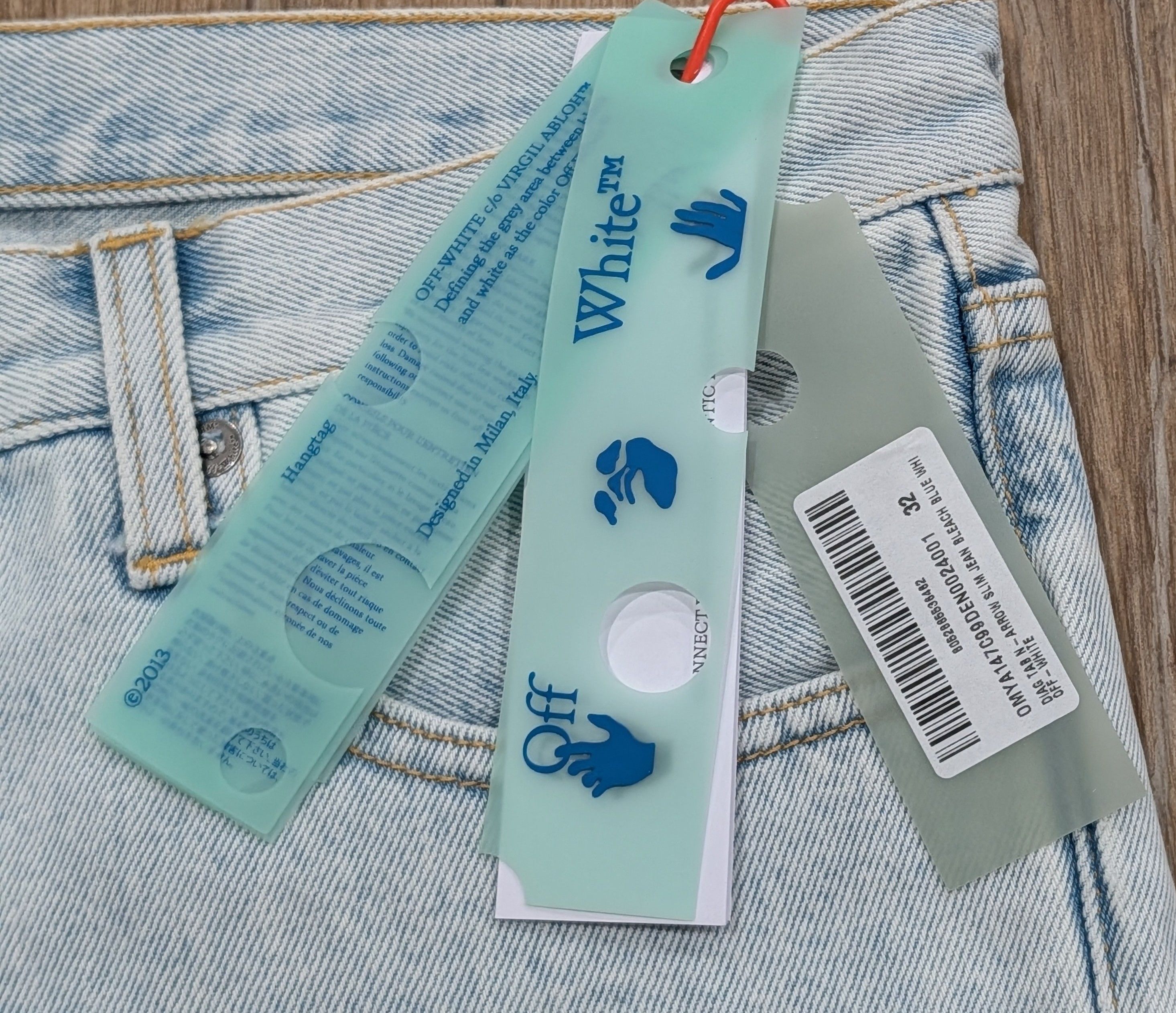 Off-White OFF-WHITE Diagonal Tab Arrow Slim Fit Jeans Light Blue 32 Size US 32 / EU 48 - 9 Thumbnail