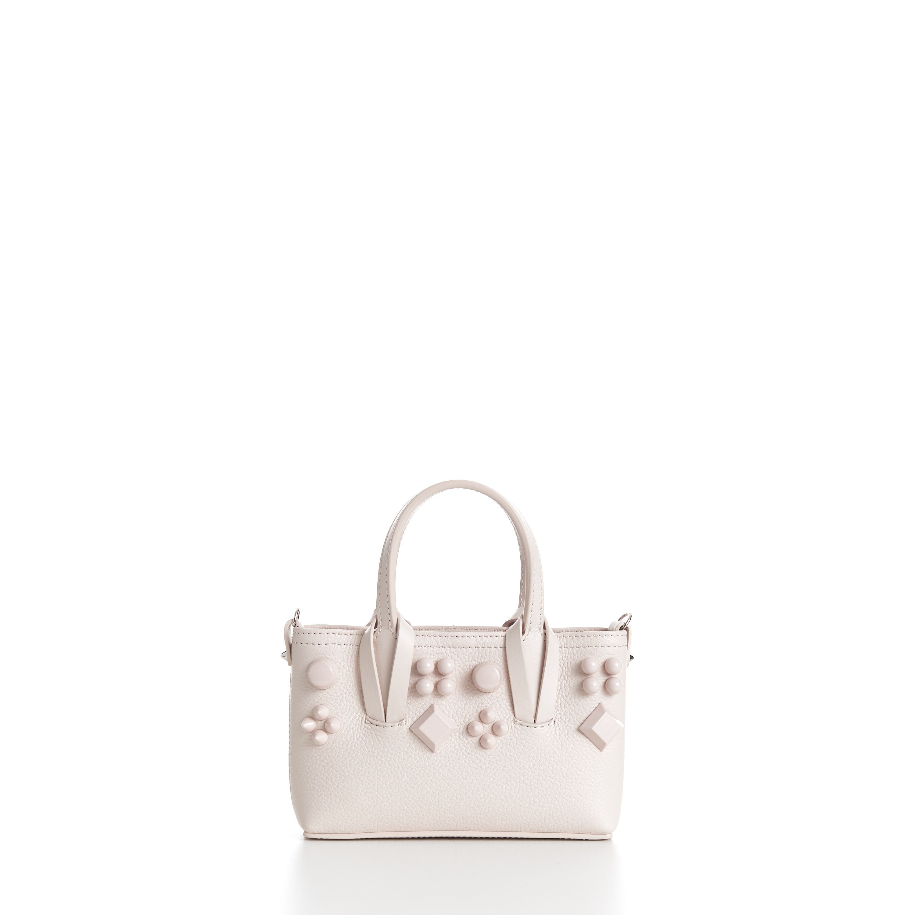 Christian Louboutin Mini Cabata E/W Bag - Milk White Leather, Grained, Spikes Size ONE SIZE - 1 Thumbnail
