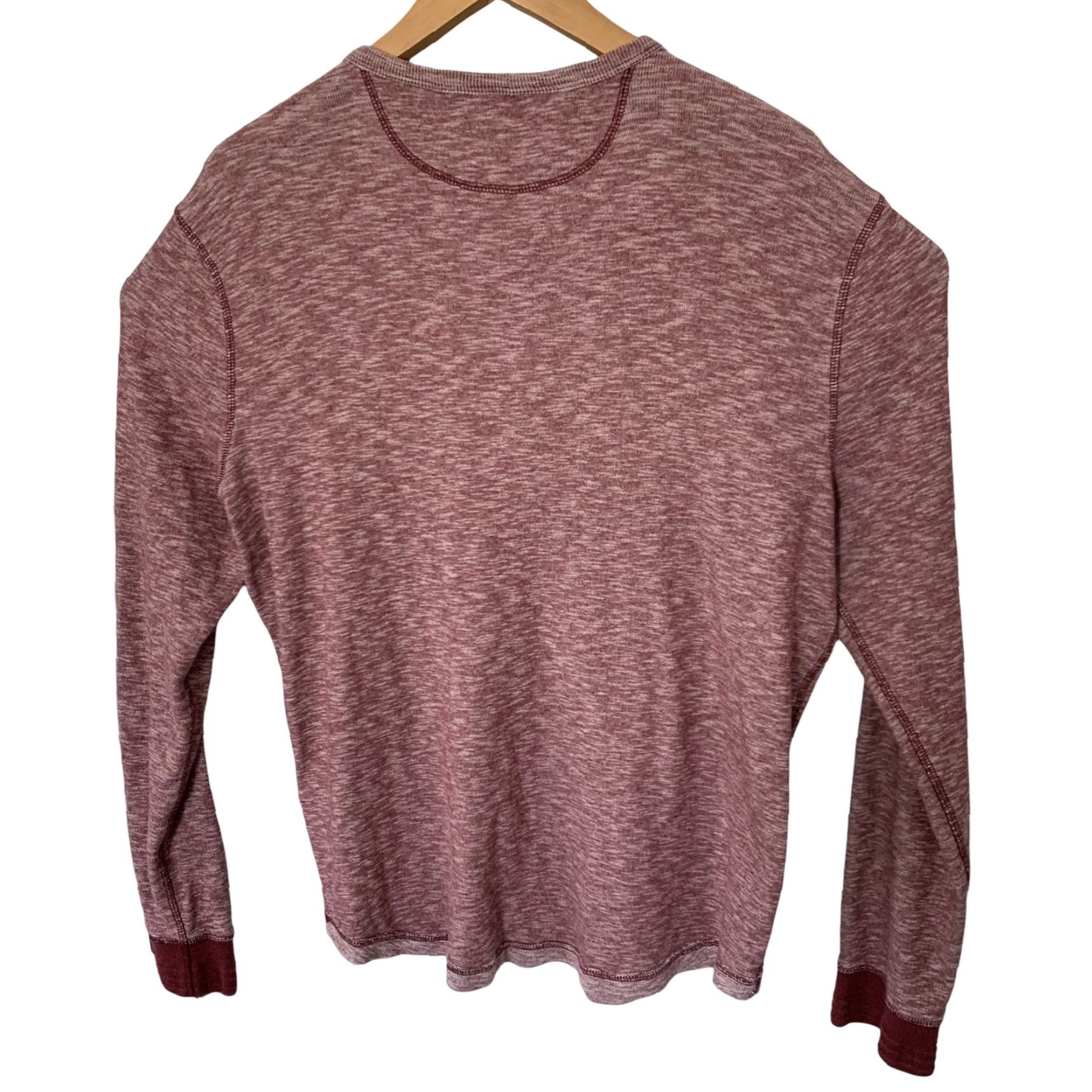 Lucky Brand Lucky Brand Henley Knit T-Shirt Long Sleeve Mens XL Heather Red Wine Size US XL / EU 56 / 4 - 5 Thumbnail