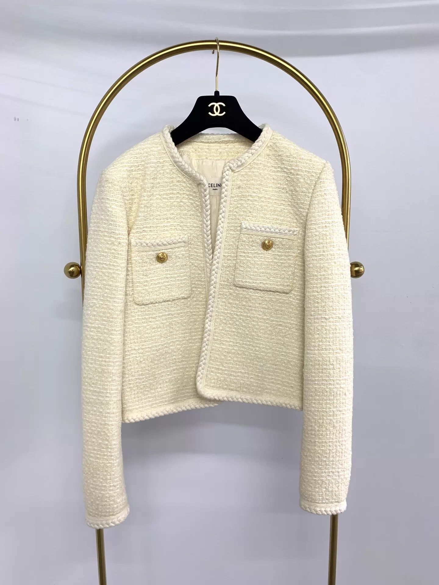 Celine Celine white gold button woven jacket FR 38 new Size XS / US 0-2 / IT 36-38 - 1 Thumbnail