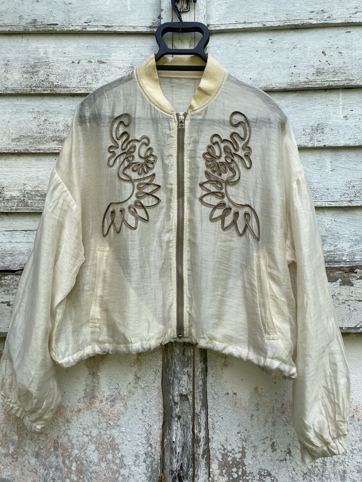 If Six Was Nine × Japanese Brand × Johnbull Woman John Bull Linen Cellulose Cropped Embroided Bomber Size L / US 10 / IT 46 - 1 Thumbnail