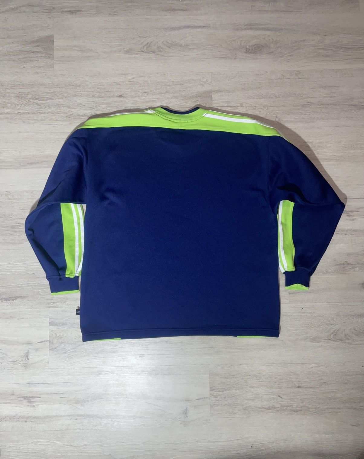 Adidas Vintage Adidas Panel Hoodie Navy/Neon Green L Size US L / EU 52-54 / 3 - 4 Thumbnail
