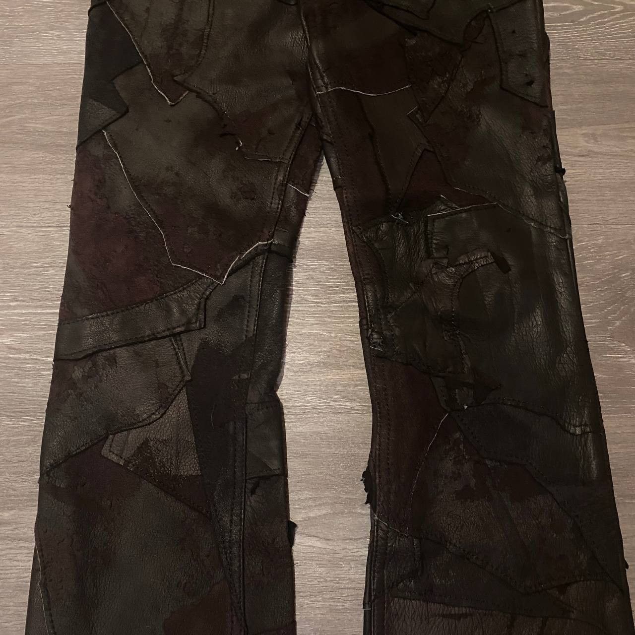Yasuyuki Ishii Yasuyuki Ishii 1-of-1 Dark Red Leather Patchwork Pants Size US 32 / EU 48 - 5 Thumbnail