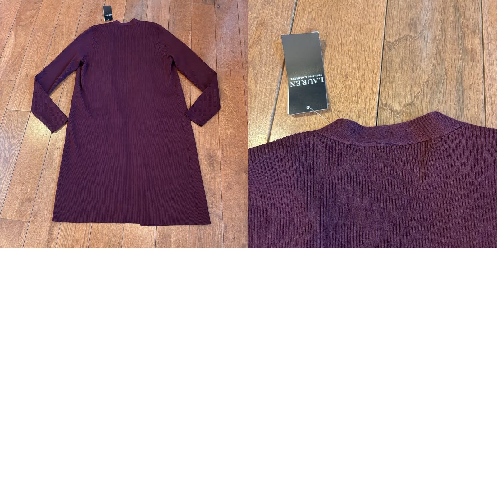 Ralph Lauren NWT Lauren Ralph Lauren Open Front Cardigan Sweater Maroon sz M Womens Cardigan Knit Open Front Pockets long Sleeve Size M / US 6-8 / IT 42-44 - 8 Thumbnail