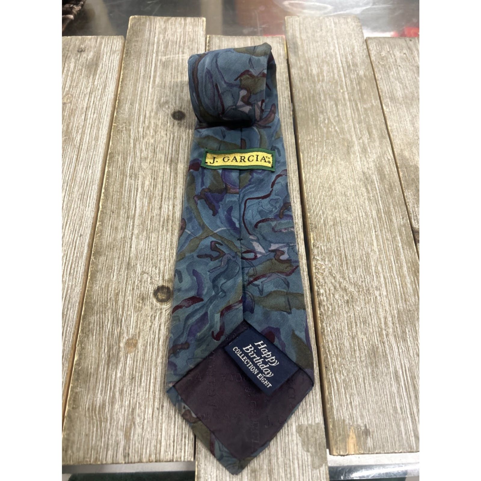 VINTAGE Jerry Garcia Blue Neck Tie 60” Silk Happy Birthday Collection Men Tie