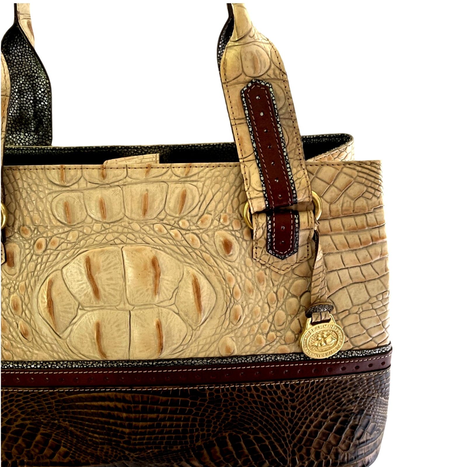 BRAHMIN Brahmin Vintage Melbourne Leather Shoulder Bag Croc Embossed Size ONE SIZE - 4 Thumbnail