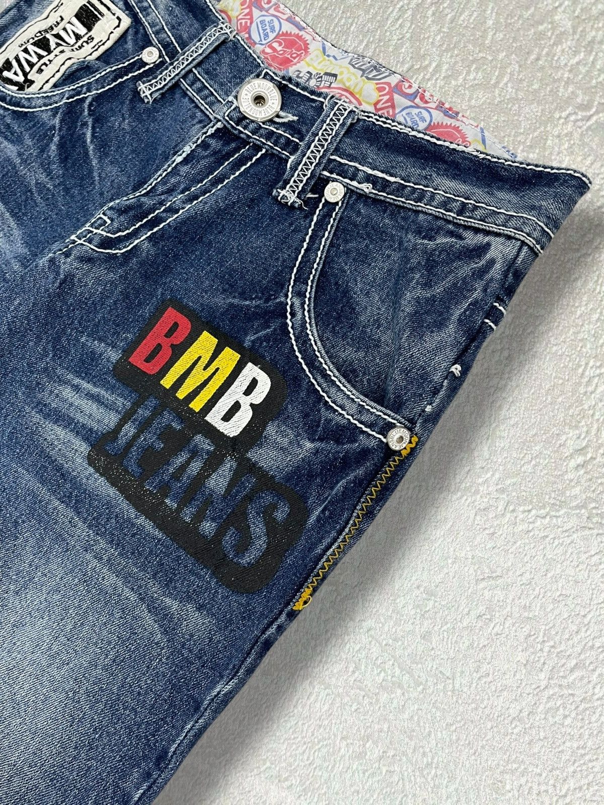 Japanese Brand Vintage 1990s Japan Designer Blue Moon Blue Surf Girl Denim Size US 29 - 11 Thumbnail
