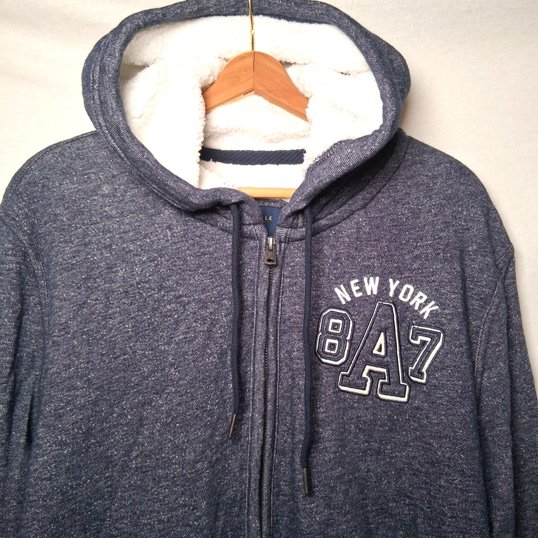 Aeropostale Aeropostale Hoodie Men XL Blue Full Zip Sherpa Lined Pockets Embroidered Knit Fly Aero A87 New York Athleisure Winter Fall Spring Cozy Warm Size US XL / EU 56 / 4 - 2 Thumbnail