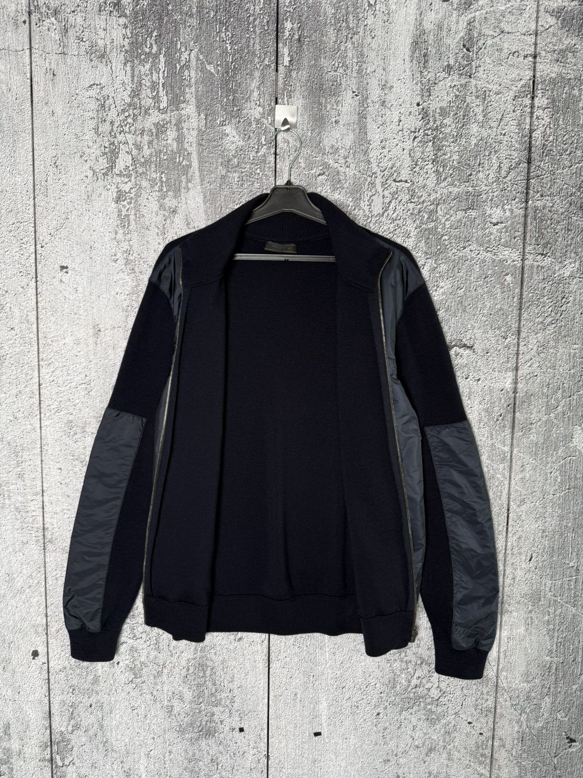 Prada Prada Navy Wool & Nylon Bomber Jacket Knitted Zip Sweater Size US L / EU 52-54 / 3 - 16 Thumbnail