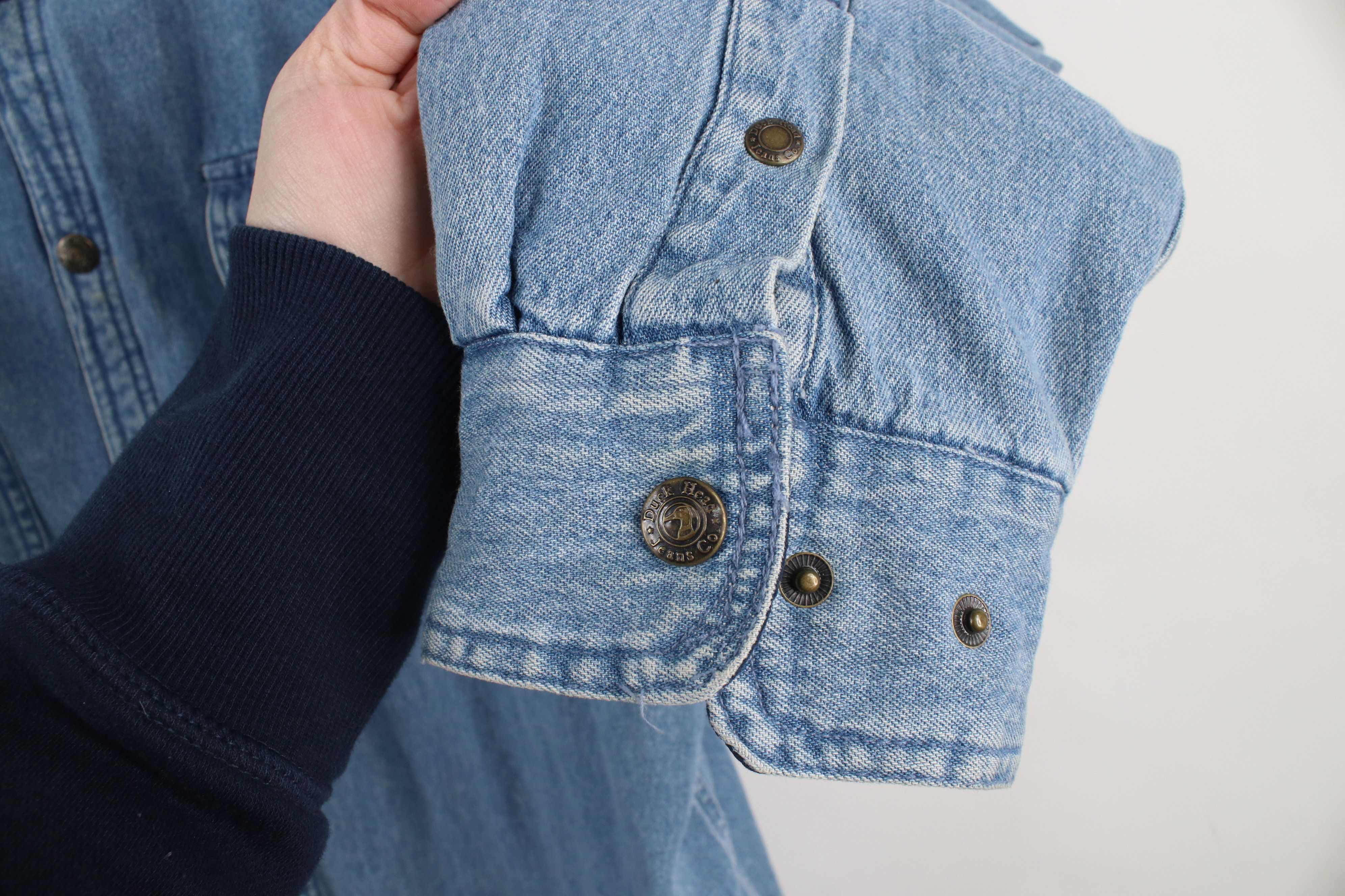 Vintage Vintage 90s Streetwear Fleece Lined Denim Jean Shirt Jacket Size US XL / EU 56 / 4 - 7 Thumbnail
