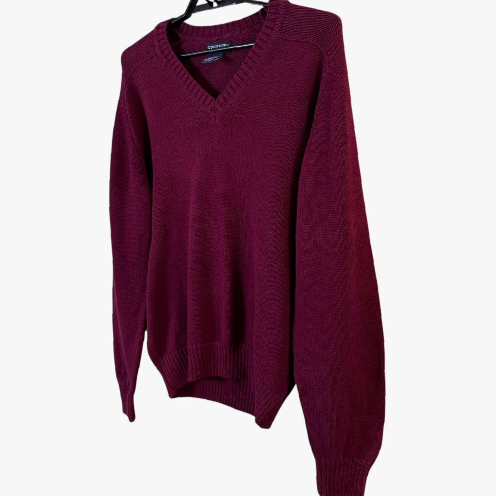 Lands' End VINTAGE Lands' End Sweater Red Knit V-Neck Pullover Men M Medium Cotton Knit Pullover Classic Preppy Winter Fall Spring Golf Hiking Walking Size US M / EU 48-50 / 2 - 2 Thumbnail
