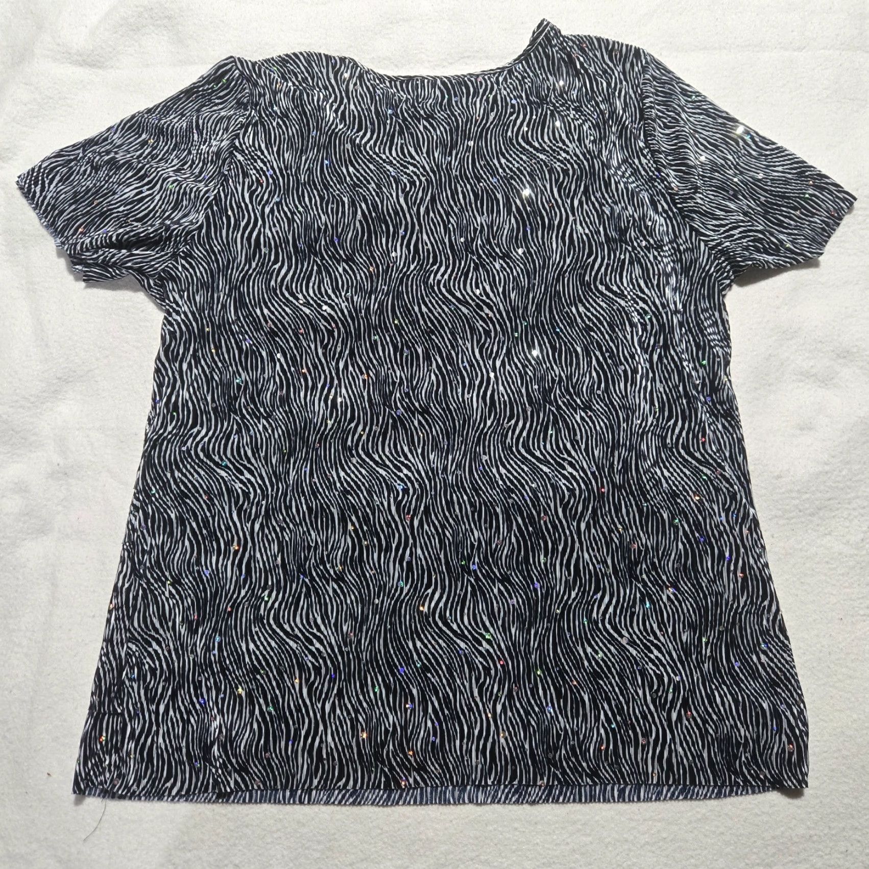 Vintage CJ Banks Black Stripped Blouse Tunic Shiny Flapper Women's Plus Size 1X Shirt Size XL / US 12-14 / IT 48-50 - 7 Thumbnail