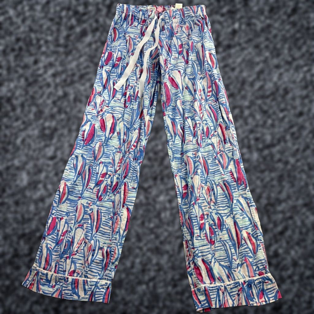 Lilly Pulitzer Lilly Pulitzer Pants Womens XS Blue Tropical Print Lounge Pajama Drawstring Size 26" / US 2 / IT 38 - 1 Thumbnail