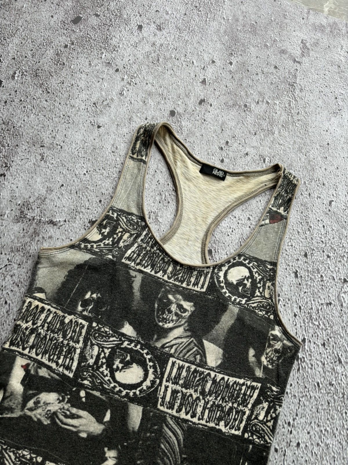 Hysteric Glamour Y2k Glad News Skull Punk Style Tank tops Size M / US 6-8 / IT 42-44 - 6 Thumbnail