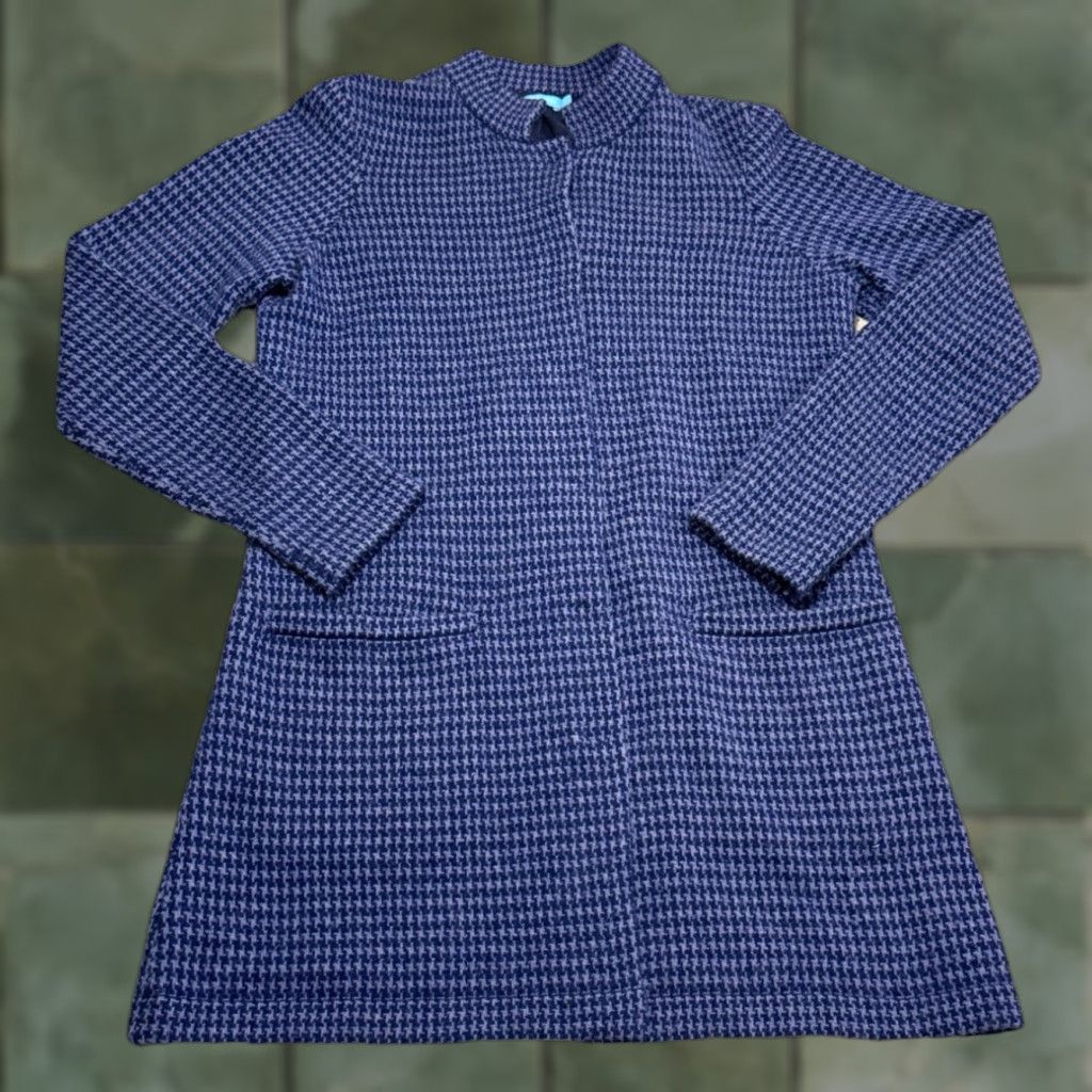 J McLAUGHLIN Women's Blue Houndstooth Cashmere Sweater Coatigan S Cardigan Fall Winter Spring Designer