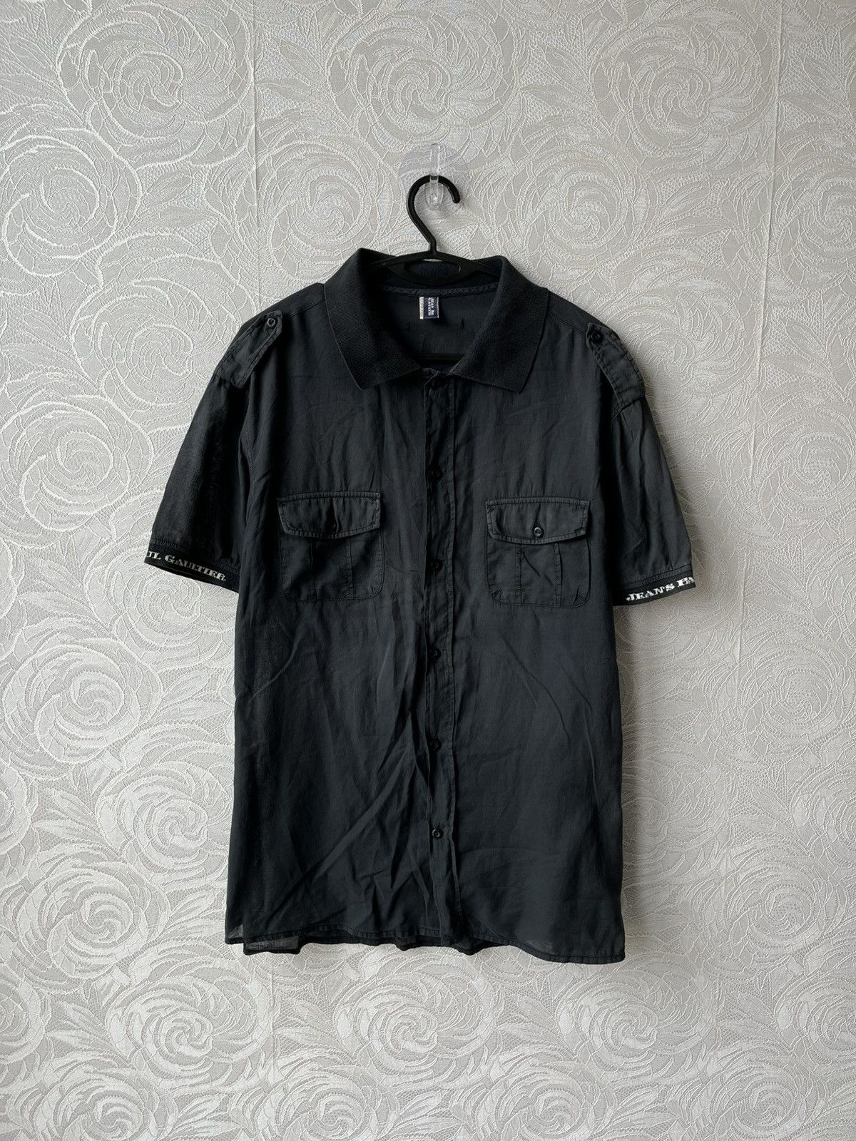 Jean Paul Gaultier × Vintage Jean Paul Gaultier 90s Washed Black Short Sleeve Shirt Rare Size US M / EU 48-50 / 2 - 1 Thumbnail
