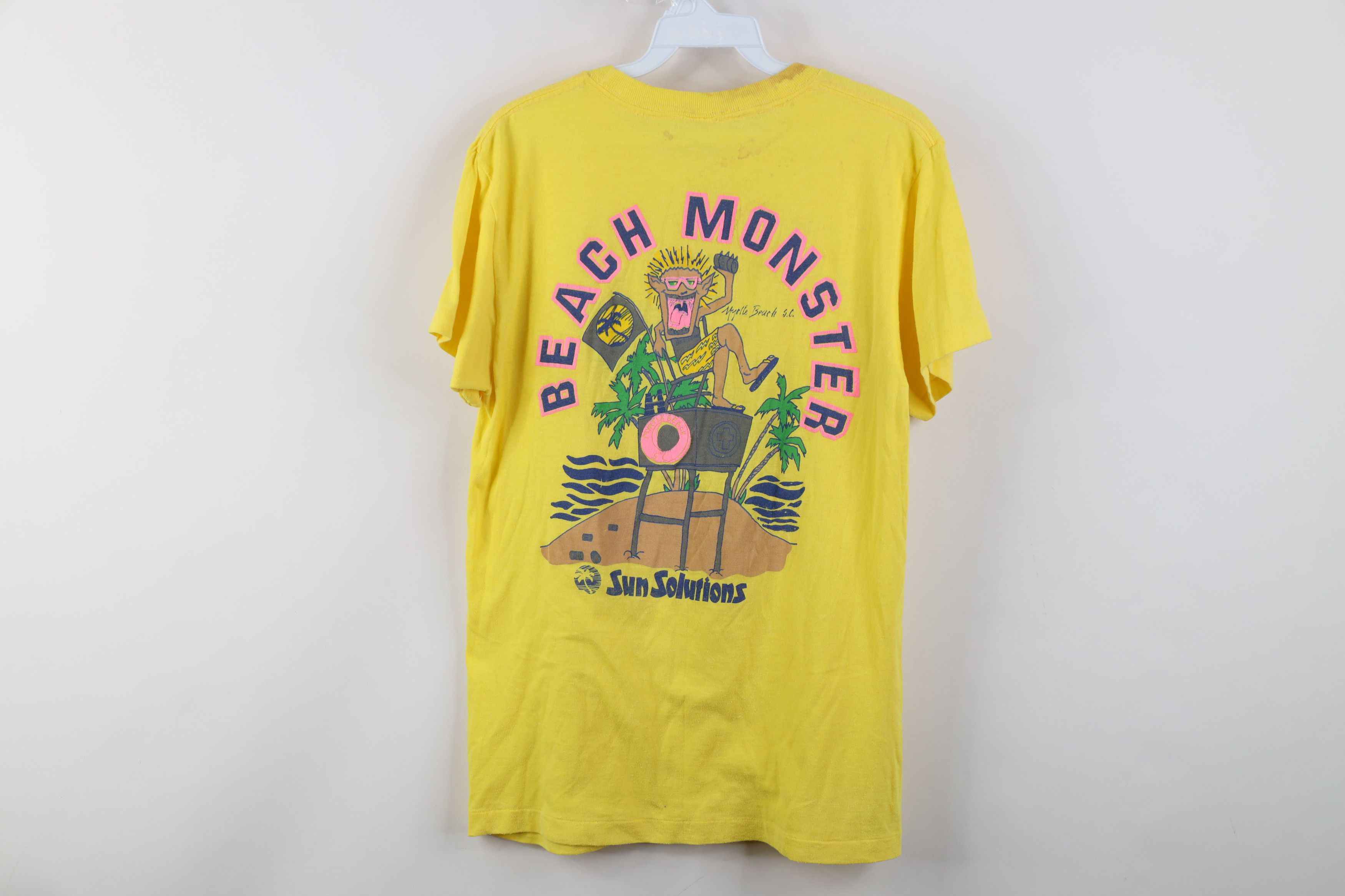 Vintage Vintage 80s 90s Streetwear Monster Surfing T-Shirt Yellow Size US S / EU 44-46 / 1 - 14 Thumbnail