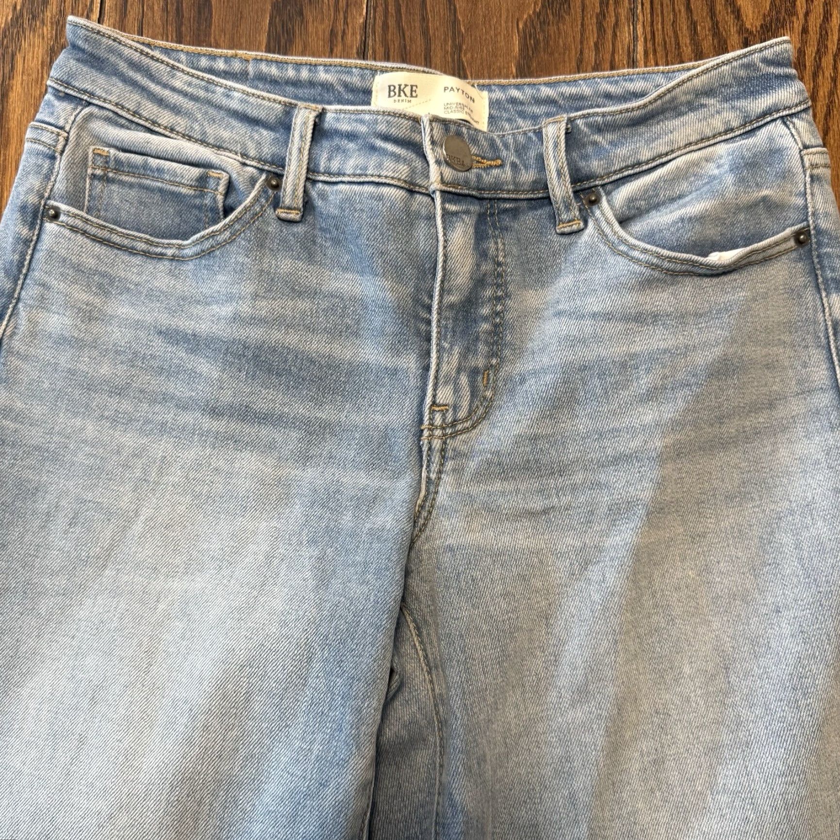 BKE BKE Payton Jeans Womens 28x32 Mid Rise Bootcut Baggy Frayed Hem Light Wash Denim Size 26" / US 2 / IT 38 - 3 Thumbnail