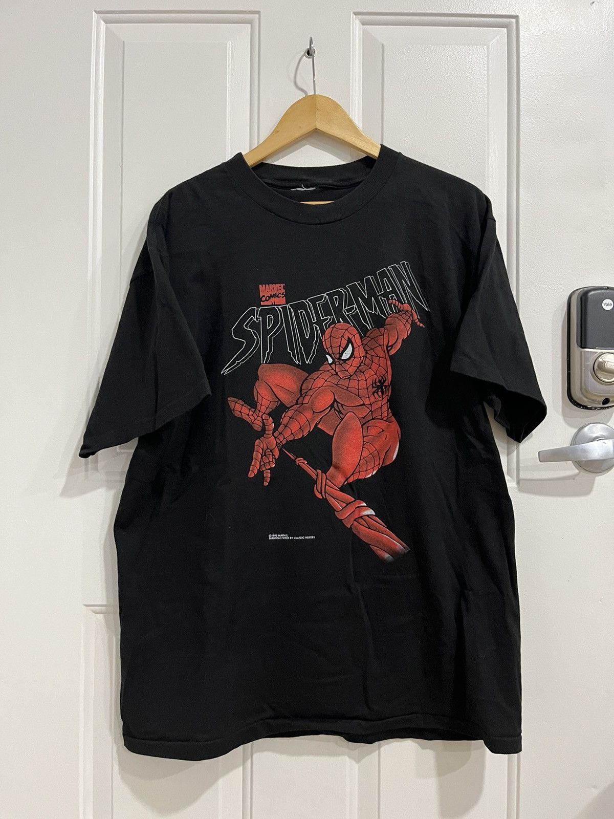 image of Vintage 1995 Marvel Comics Spiderman Jumbo Mega Print XL in Black, Men's