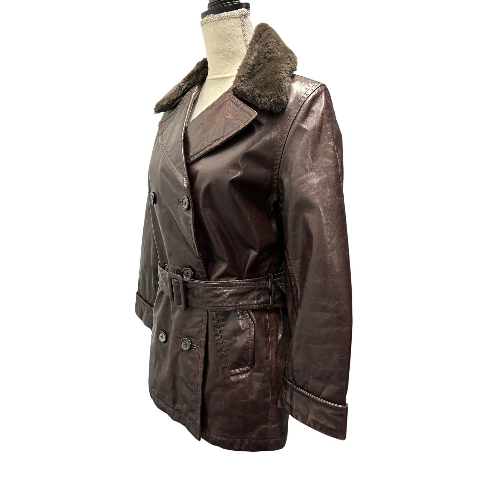 Andrew Marc Andrew Marc Brown Leather Belted Coat Size S Size S / US 4 / IT 40 - 8 Thumbnail