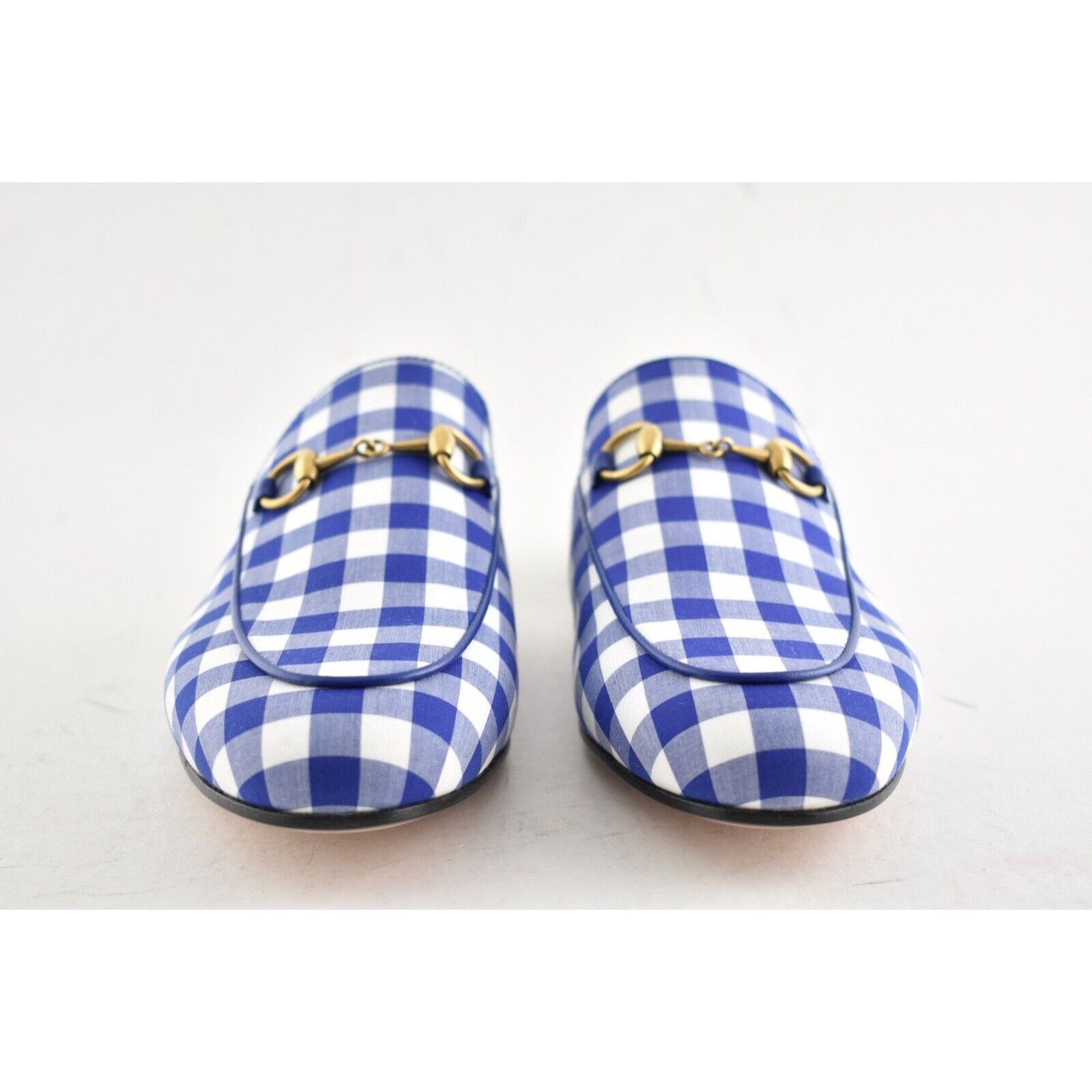 Gucci Gucci Princetown Blue White Plaid Check Slide Loafer Mule Size US 6 / IT 36 - 6 Thumbnail
