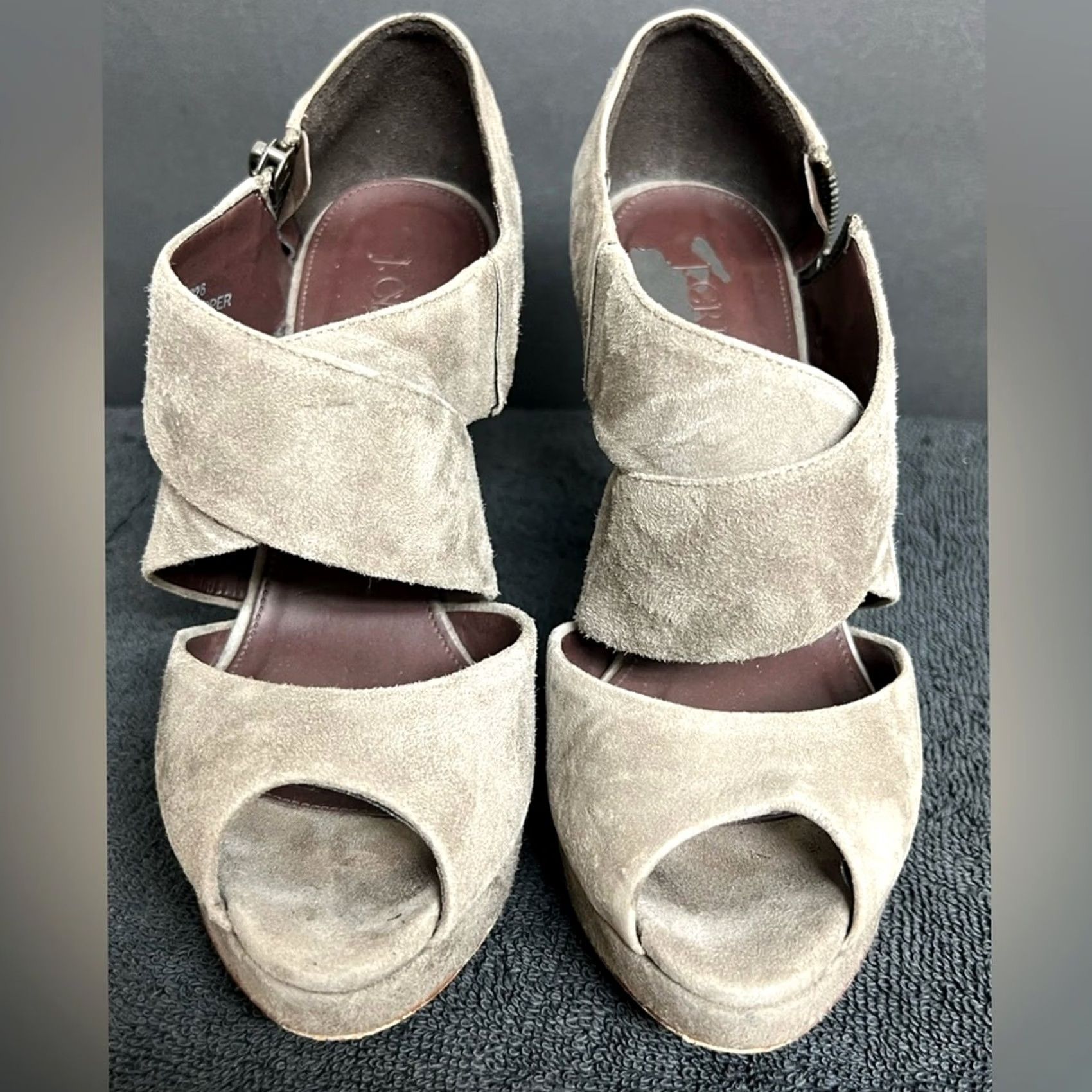 J.Crew J. Crew Strappy Platform Heels Sz. 6 Gray Taupe Suede Leather ITALY Women Shoes Size US 6 / IT 36 - 3 Thumbnail