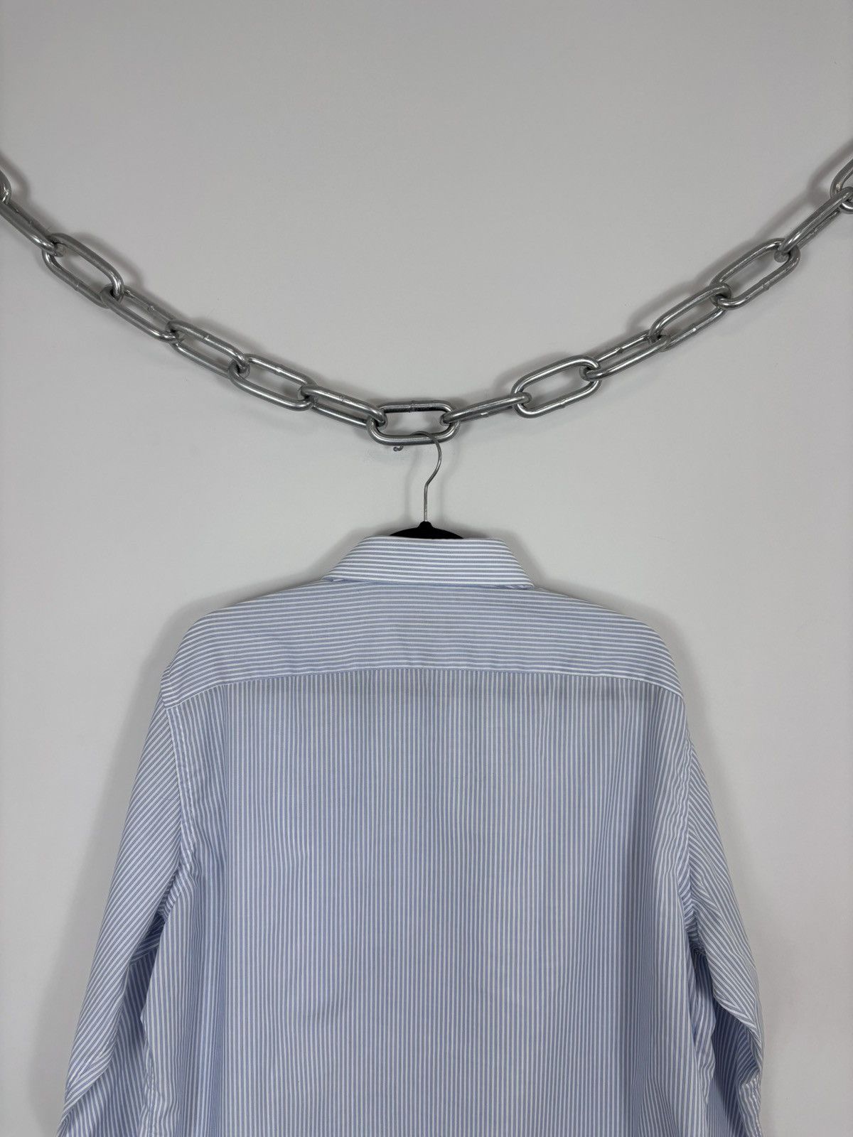 Corneliani Corneliani Men’s Light Blue Striped Button Up Dress Shirt Size US XL / EU 56 / 4 - 16 Thumbnail