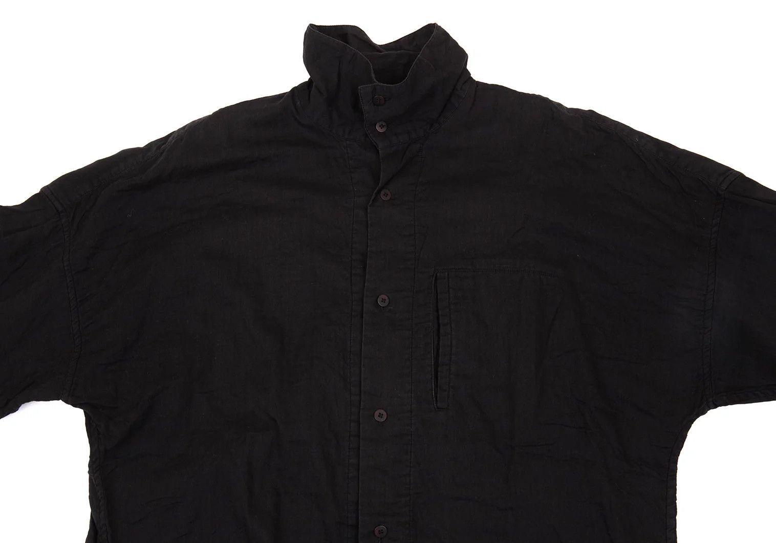Issey Miyake High-Neck Cotton Gauze Shirt in Black, Size L Size US L / EU 52-54 / 3 - 2 Thumbnail