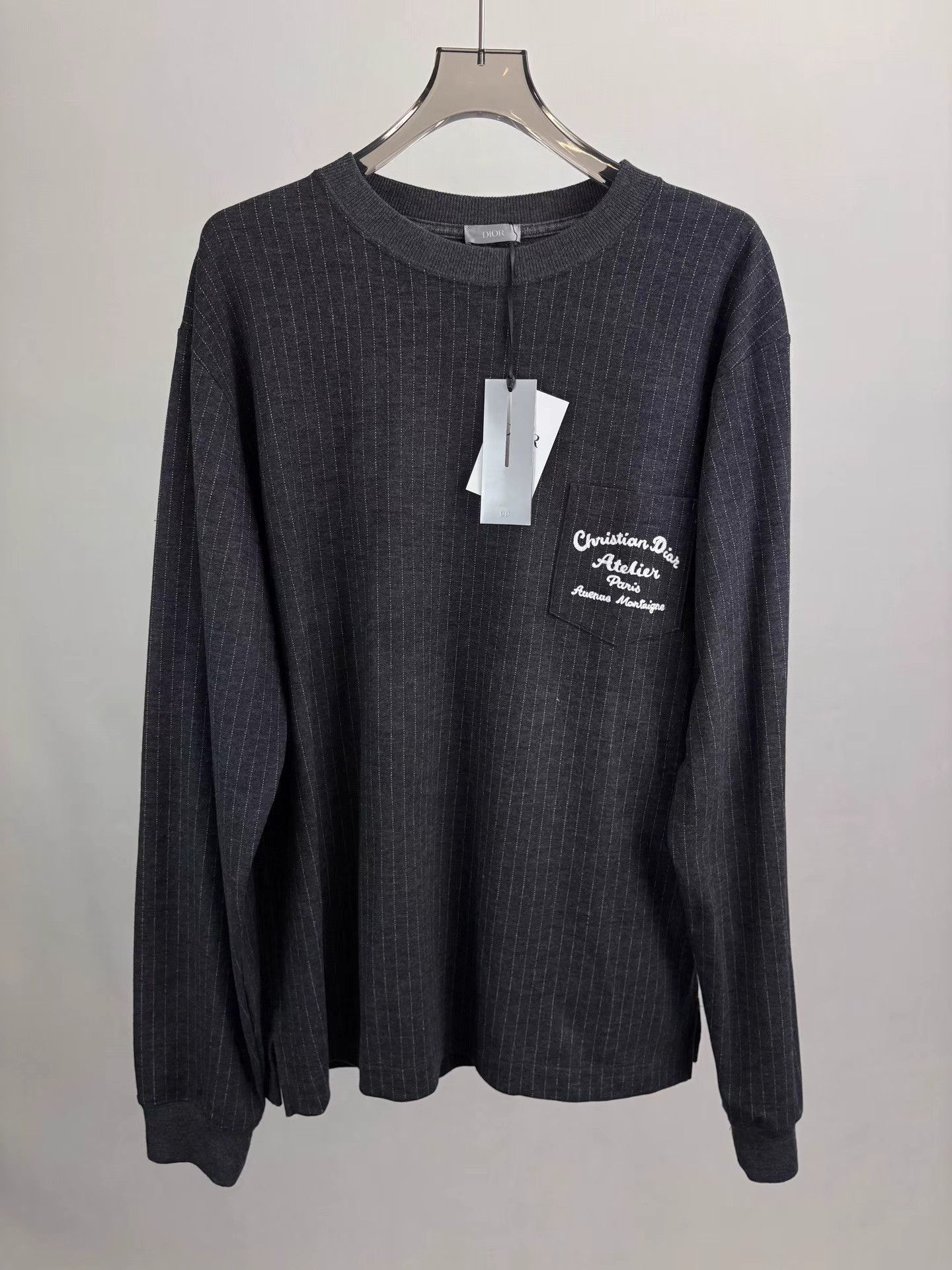 Dior Gray Striped Long Sleeve Shirt with Chest Pocket Size US XL / EU 56 / 4 - 1 Thumbnail