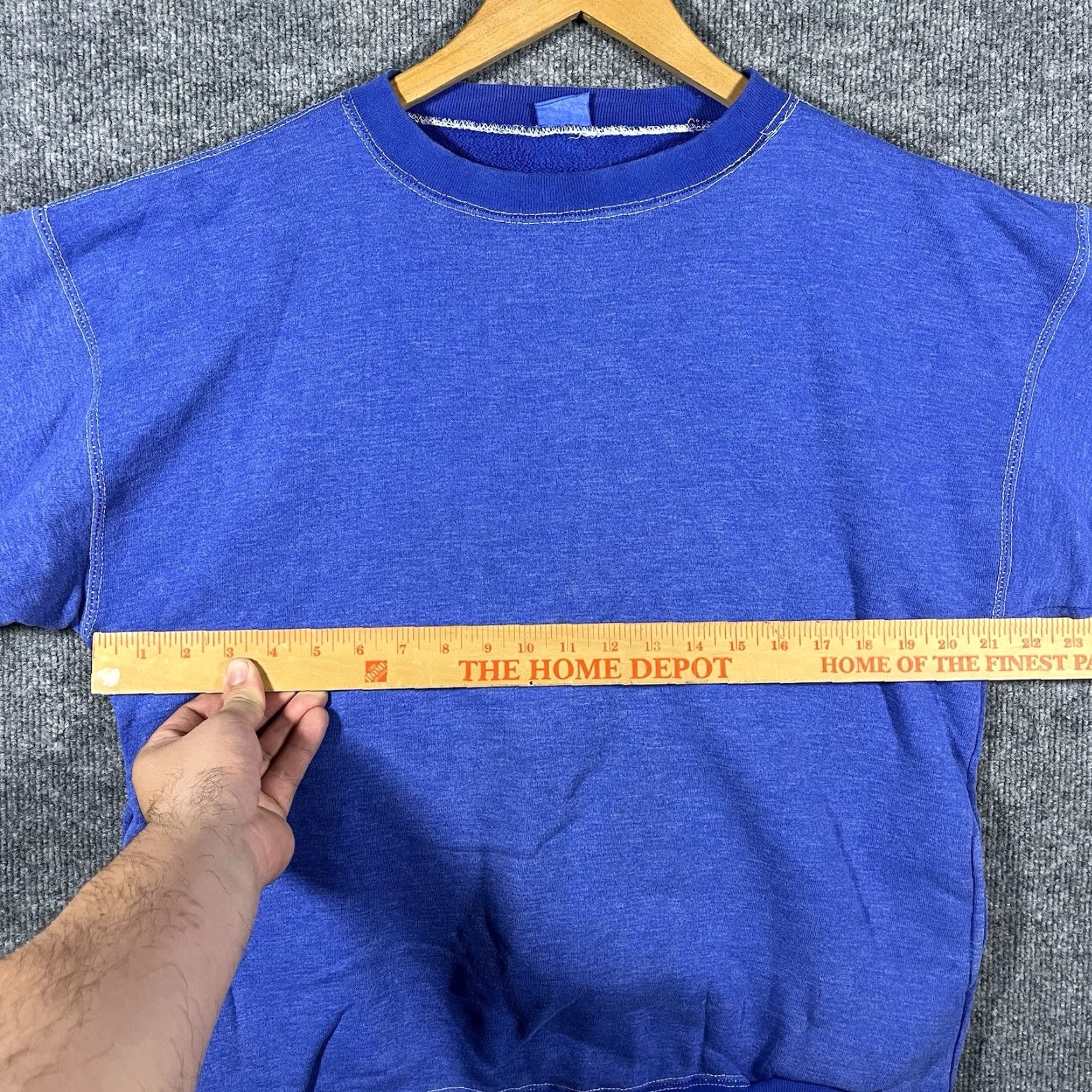 Vintage VINTAGE 70s 80s Heavyweight Cotton Crewneck Sweatshirt Blue Pockets Mens L Size US L / EU 52-54 / 3 - 5 Thumbnail