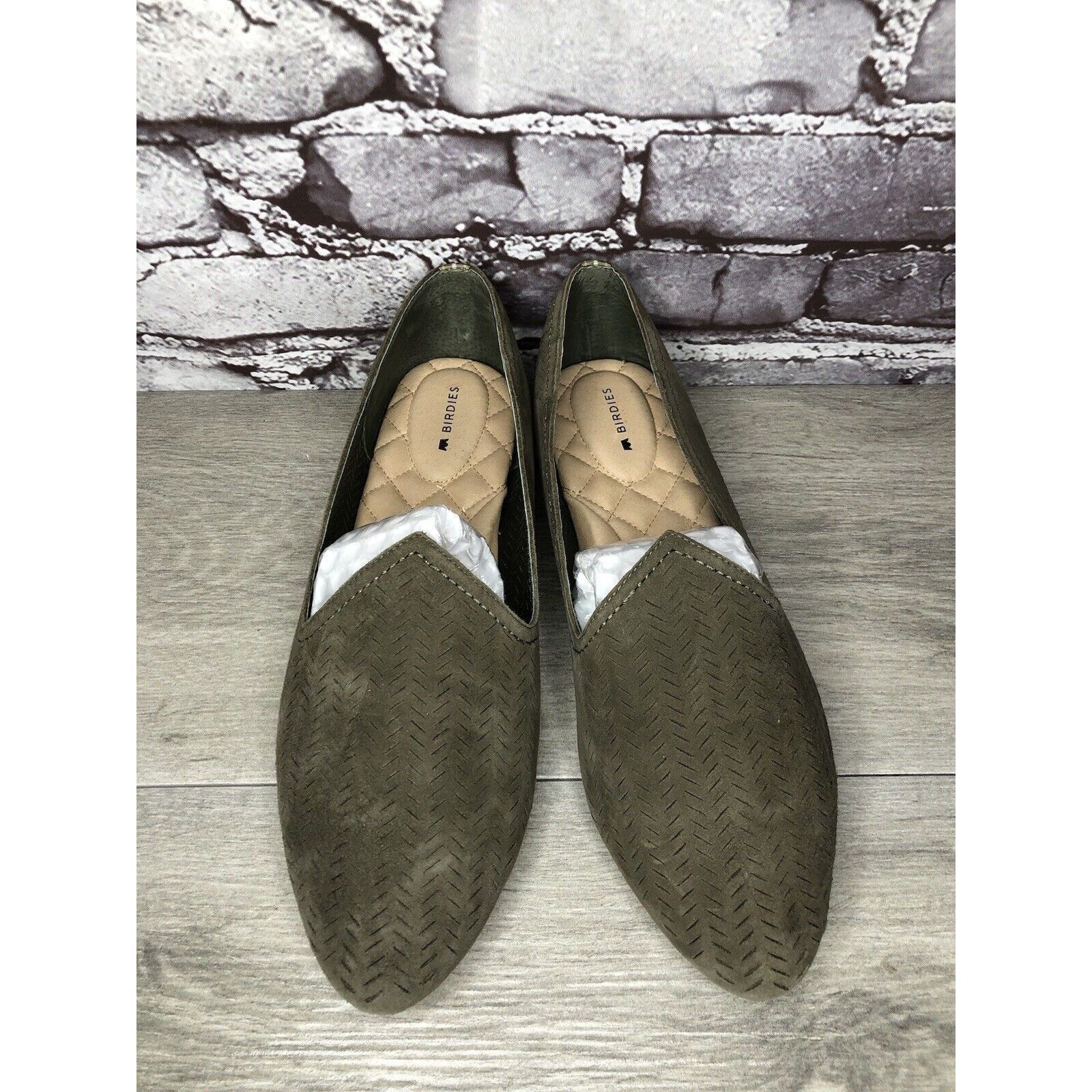Sun Buddies Birdies Olive Green Suede Leather Comfort Loafer Flats Women Size US 10 / IT 40 - 11 Thumbnail