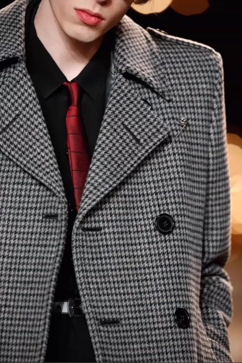 Saint Laurent Paris Saint Laurent Paris Thousand bird grid wool coat-2506 Size US L / EU 52-54 / 3 - 8 Thumbnail