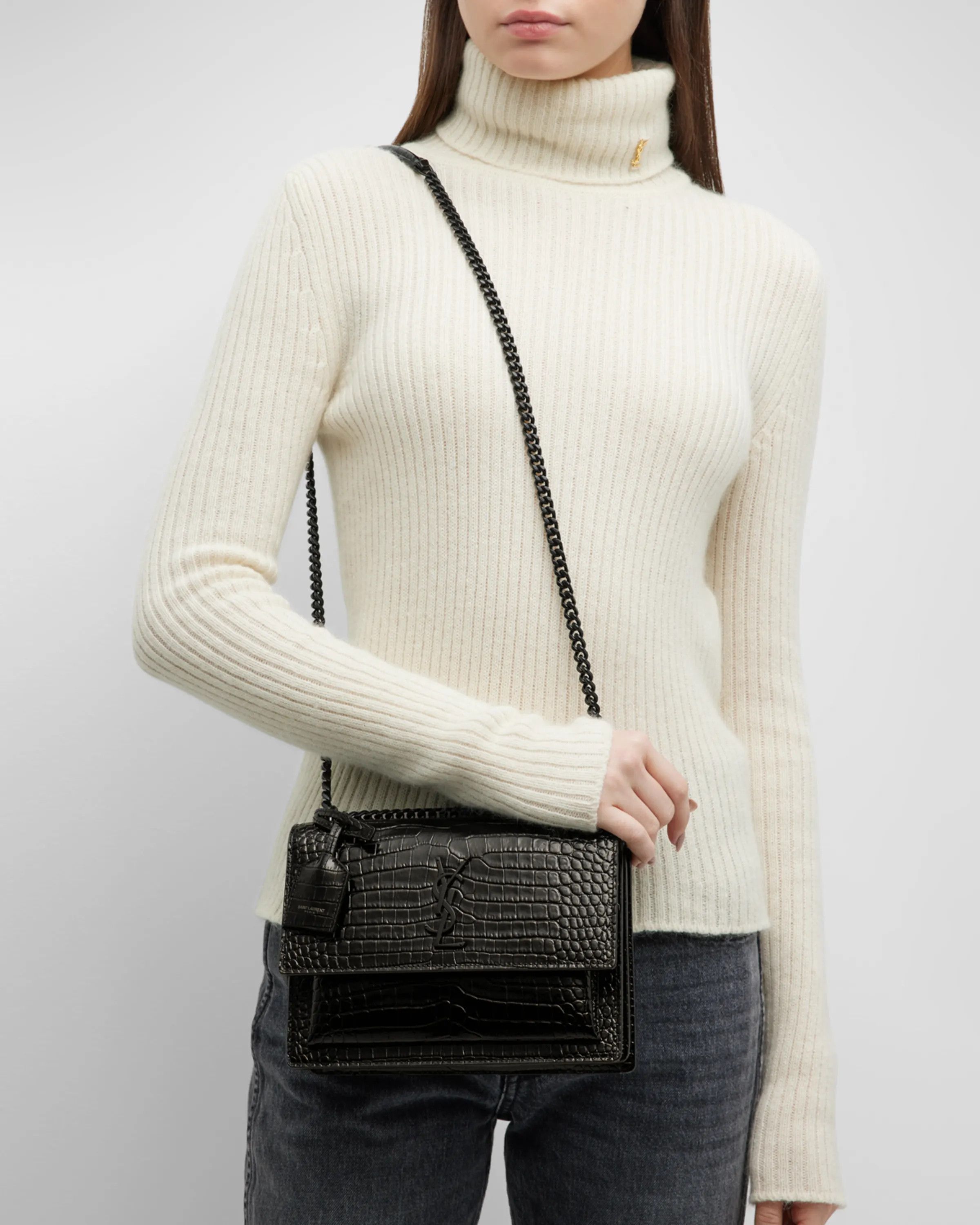 Saint Laurent Paris o1b1hav110724 Size: OS / Sunset Medium Leather Bag in Black Size ONE SIZE - 3 Thumbnail
