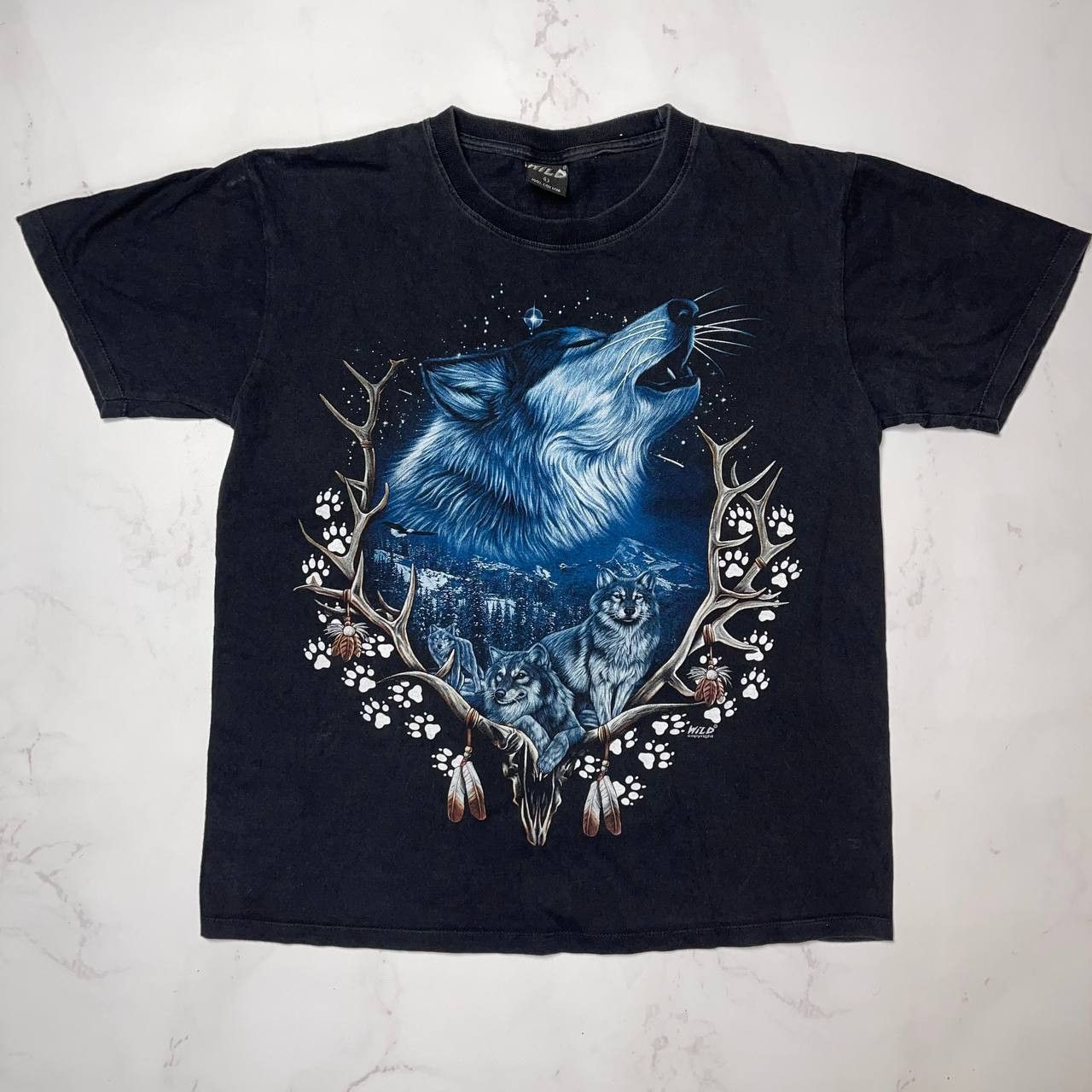 Vintage Wild Wolf T-Shirt Graphic Print Wildlife Y2K 90s Black SZ L Size US L / EU 52-54 / 3 - 1 Thumbnail
