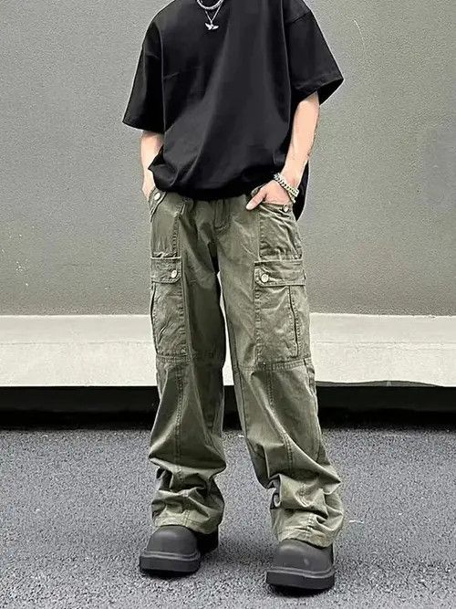 Japanese Brand green military flared baggy utility faded cargo pants Size US 32 / EU 48 - 2 Thumbnail