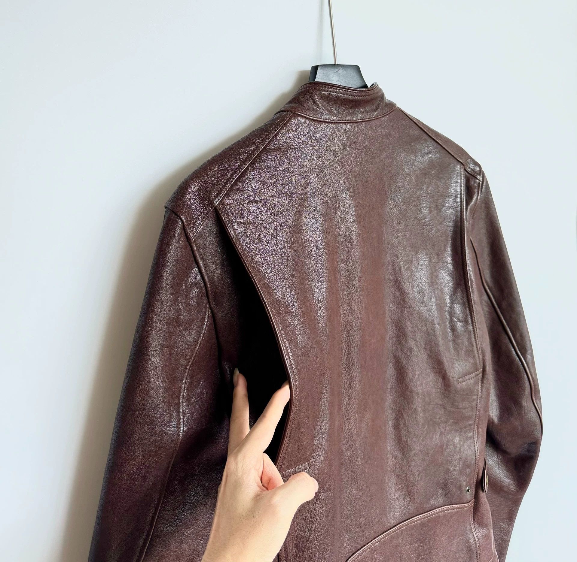 Burberry Burberry Brown Red Bison Leather Jacket 48 Size US M / EU 48-50 / 2 - 4 Thumbnail
