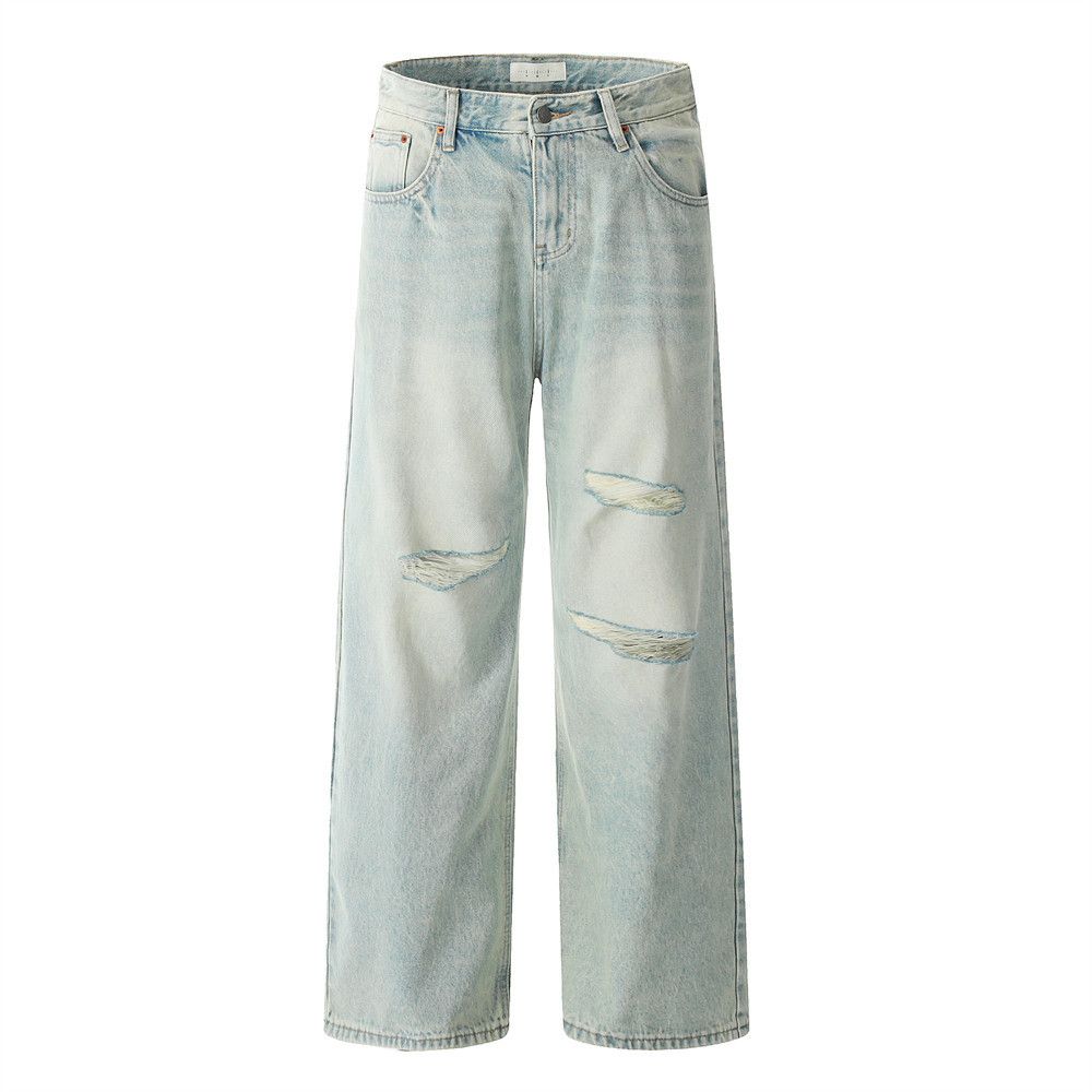 Japanese Brand × Jean Men's casual punk light washed distressed loose ripped jeans Size US 32 / EU 48 - 1 Thumbnail