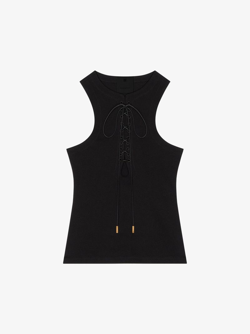 Givenchy o1w1db10326 Lace Up Tank Top in Black Size XL / US 12-14 / IT 48-50 - 1 Thumbnail