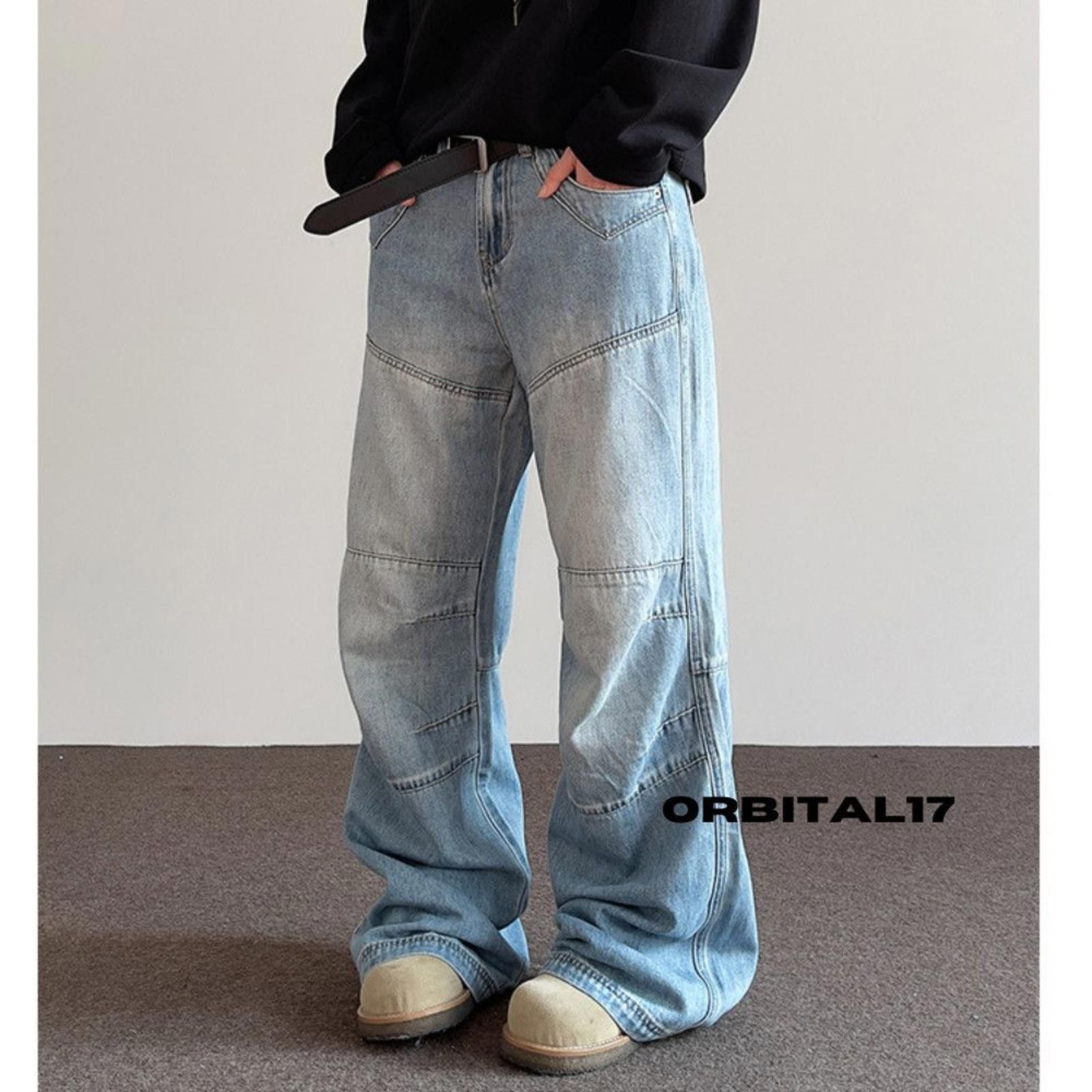 Vintage Light Blue Wide Leg Denim Jeans, Relaxed Fit Jeans Size US 30 / EU 46 - 3 Thumbnail